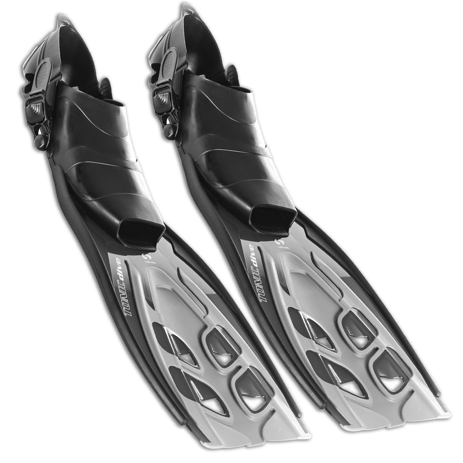 SALVAS Swimming Fins Tonic Snorkel Long Fin Heel Strap Adjustable 36-47