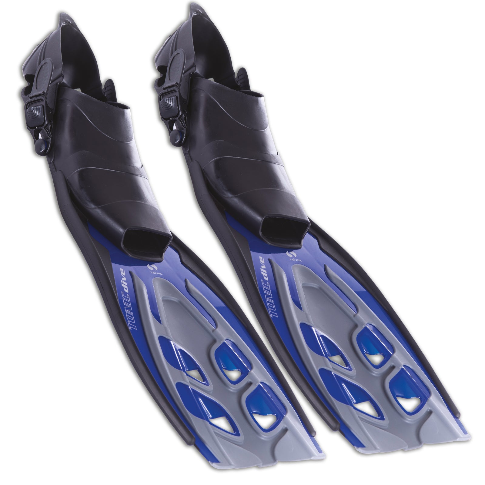 SALVAS Swimming Fins Tonic Snorkel Long Fin Heel Strap Adjustable 36-47