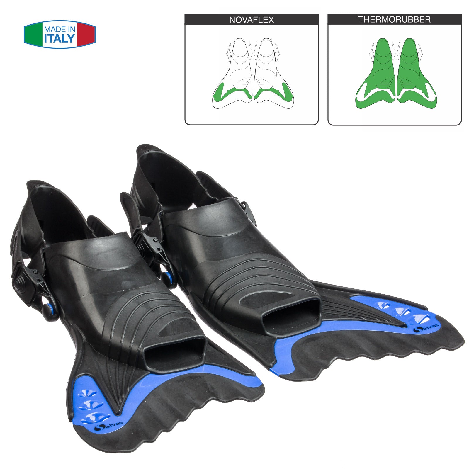 SALVAS Schwimmflossen Aquaria Training Kurz Flosse Fersen Band Verstellbar 36-47