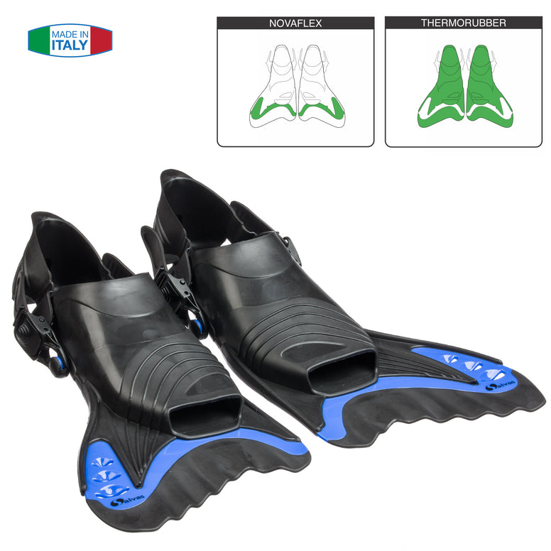Palmes de natation SALVAS Aquaria Training, palmes courtes, sangle de talon réglable 36-47