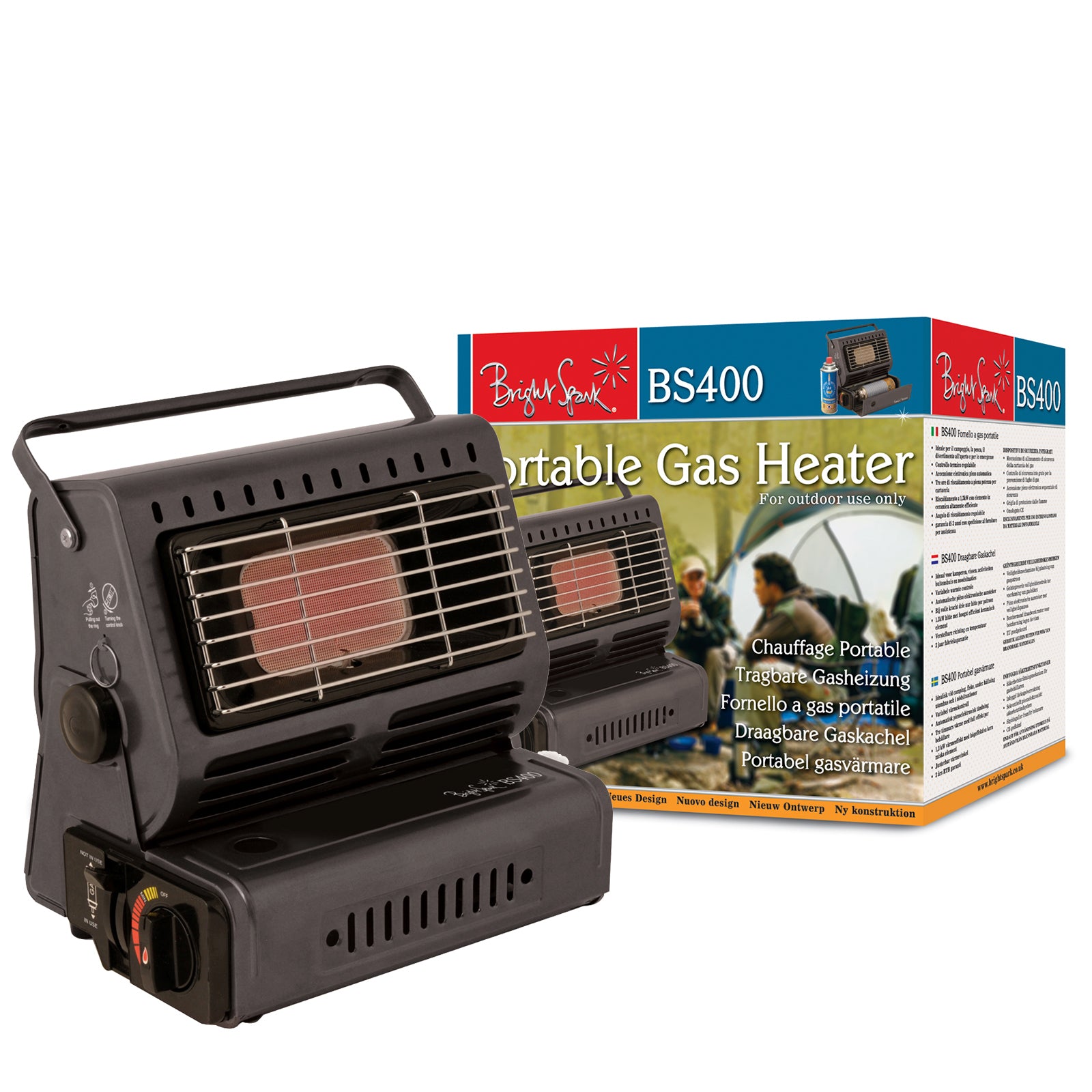 BRIGHT SPARK fan heater gas heater camping front tent heater ceramic 1.3 kW