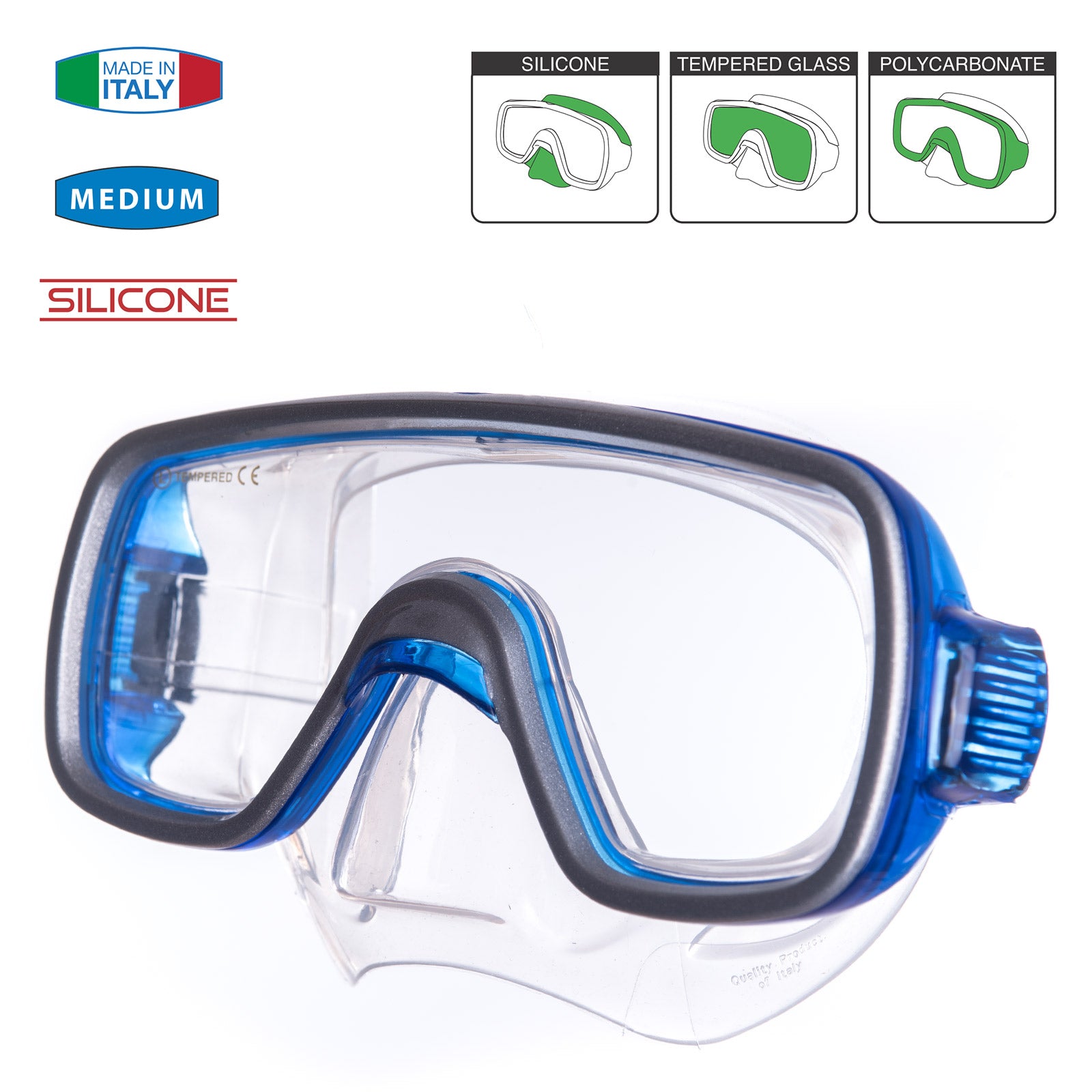SALVAS Jugend Tauch Maske Geo Schnorchel Taucher Schwimm Brille Beschlag Silikon