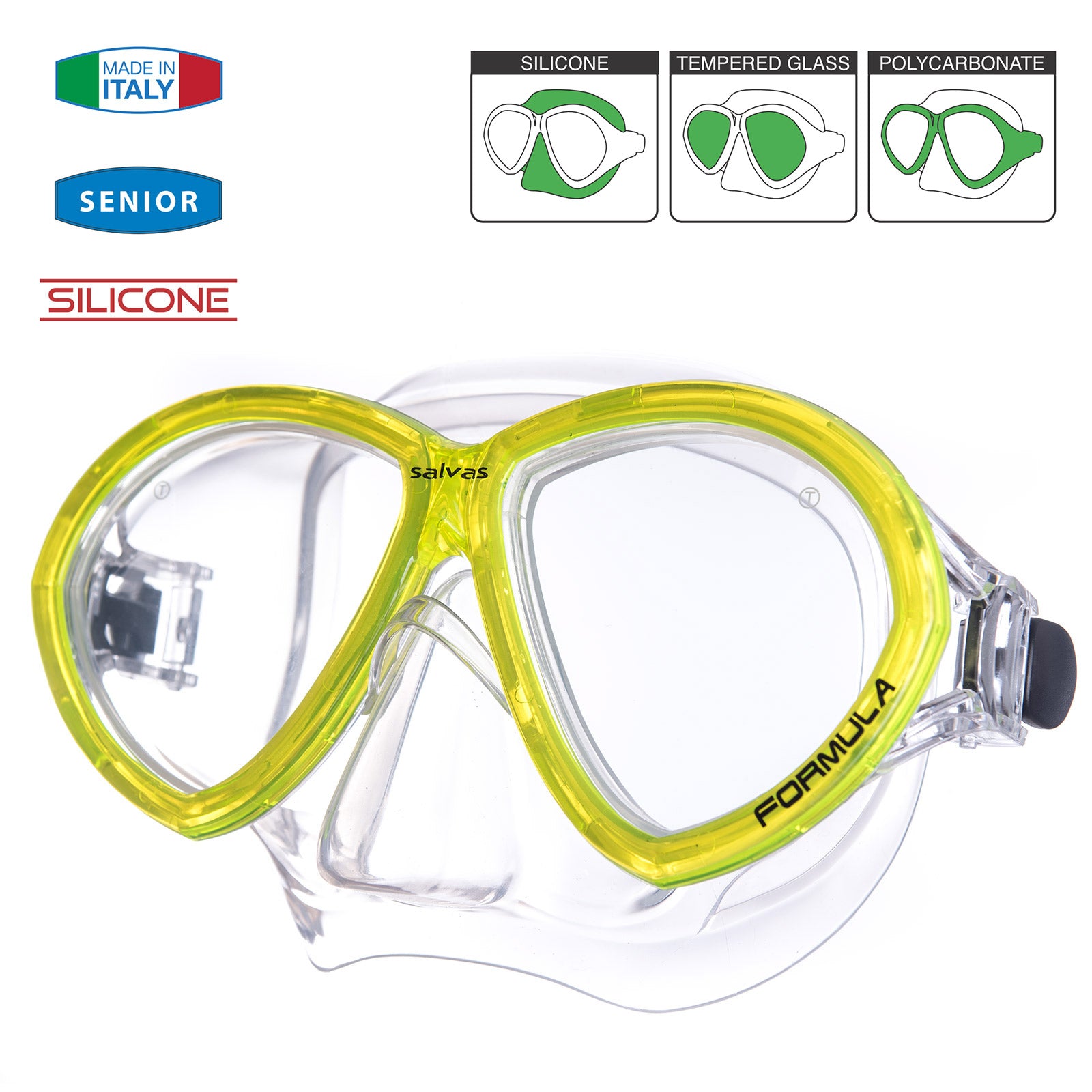 Masque de plongée SALVAS Formula Snorkel Lunettes de natation Anti-buée Silicone Adulte