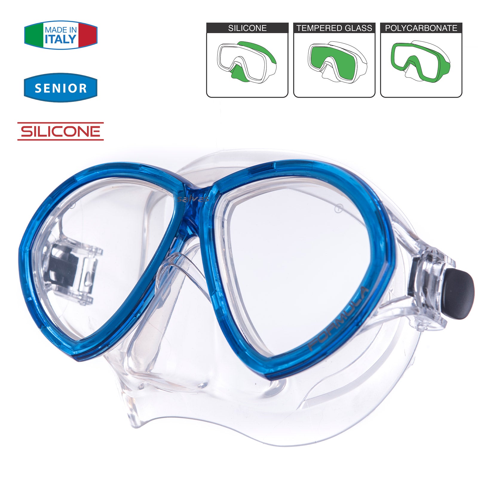 Masque de plongée SALVAS Formula Snorkel Lunettes de natation Anti-buée Silicone Adulte
