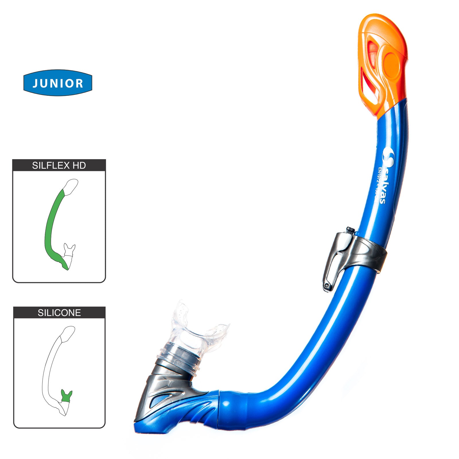 SALVAS Kinder Tauch Schnorchel Master Spritzschutz Silikon Ausblasventil DryTop