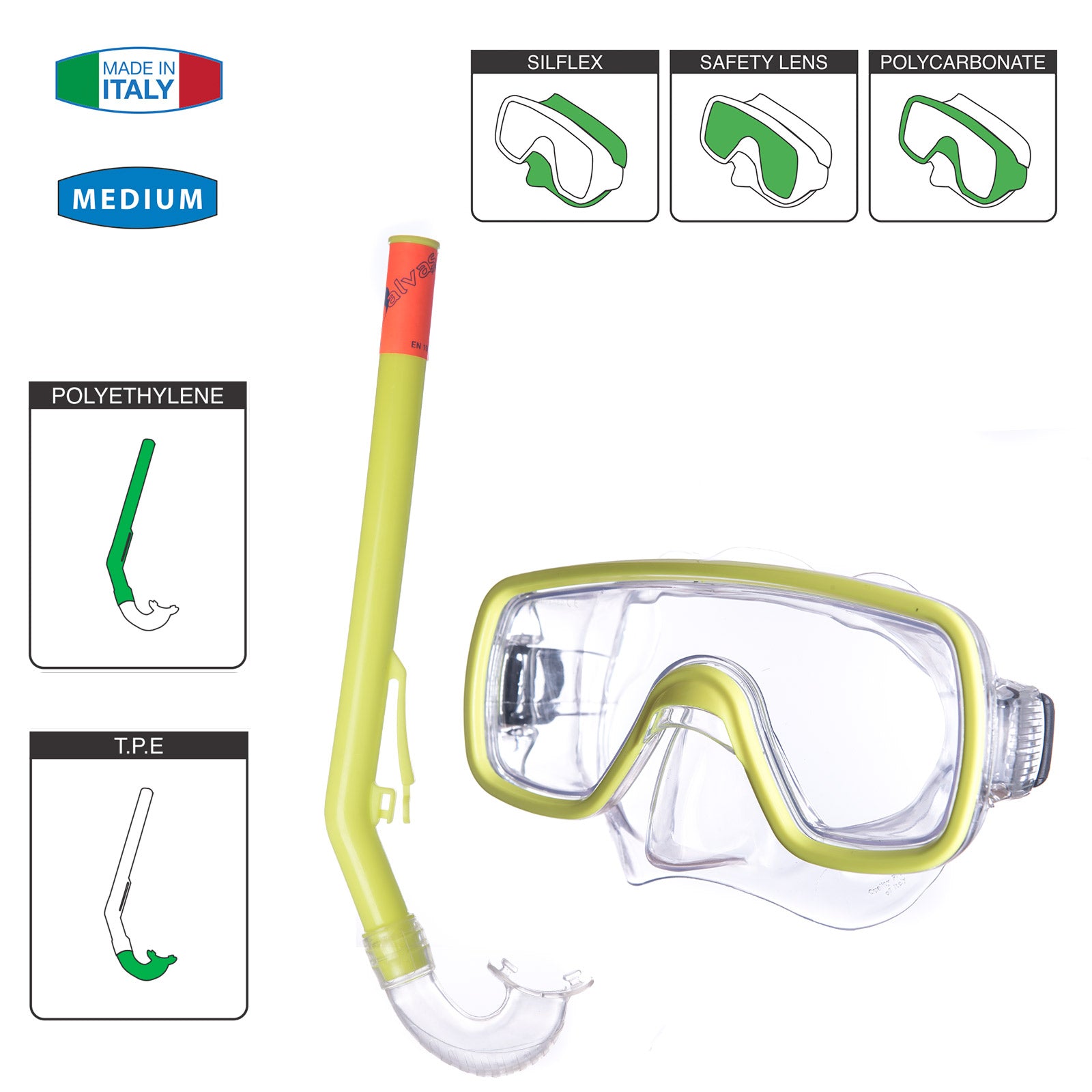 SALVAS Kinder Set Tropea Tauchmaske + Schnorchel Taucher Maske Schwimm Brille