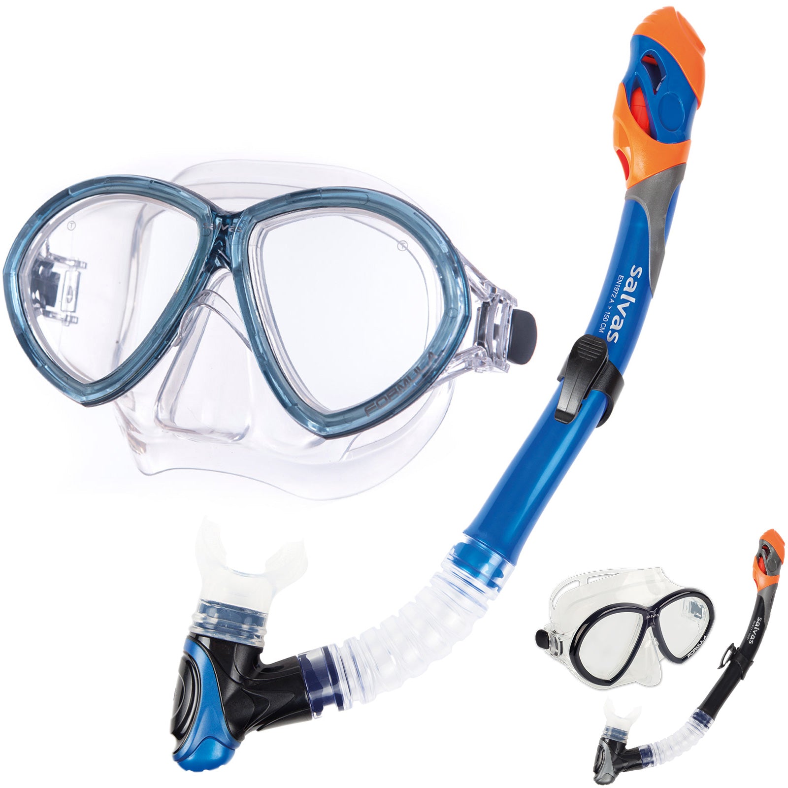 SALVAS Set Formula Tauch Maske + Schnorchel Taucher DryTop Anti Beschlag Silikon