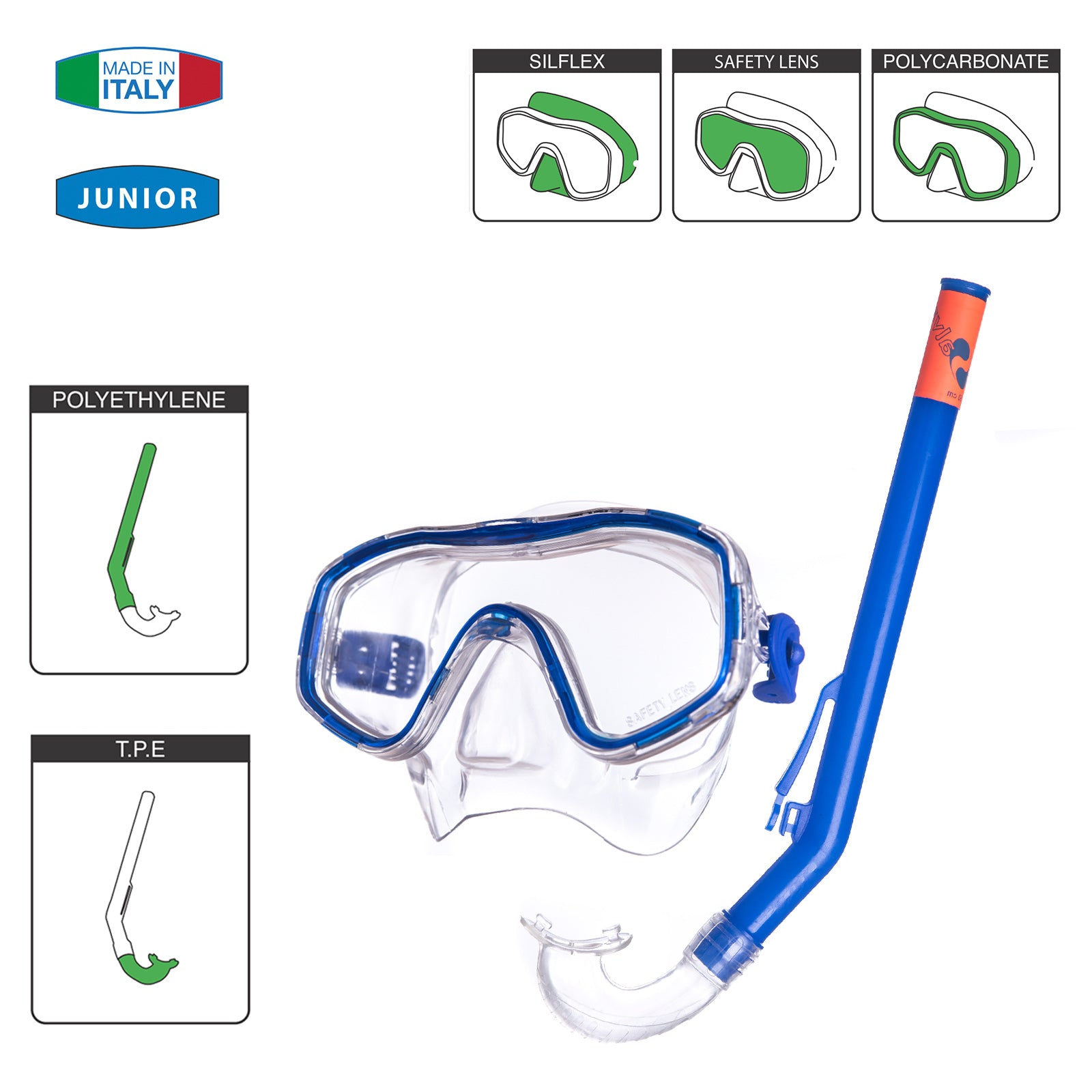 SALVAS Kinder Set Easy Tauchmaske + Schnorchel Taucher Maske Schwimm Brille