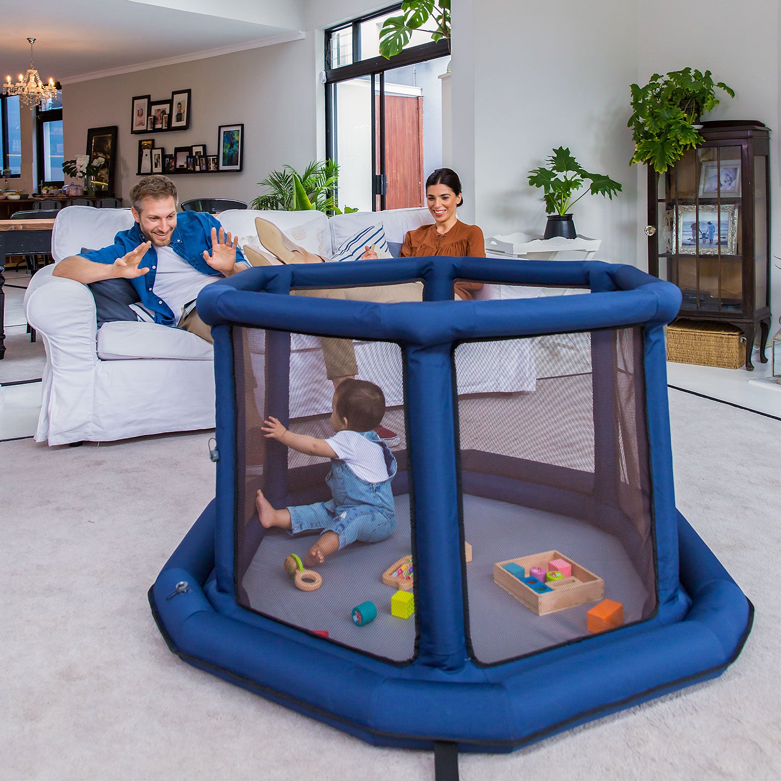 EVEREARTH Travel Baby Playpen Inflatable Hexagonal Play Crawling Gate Foldable