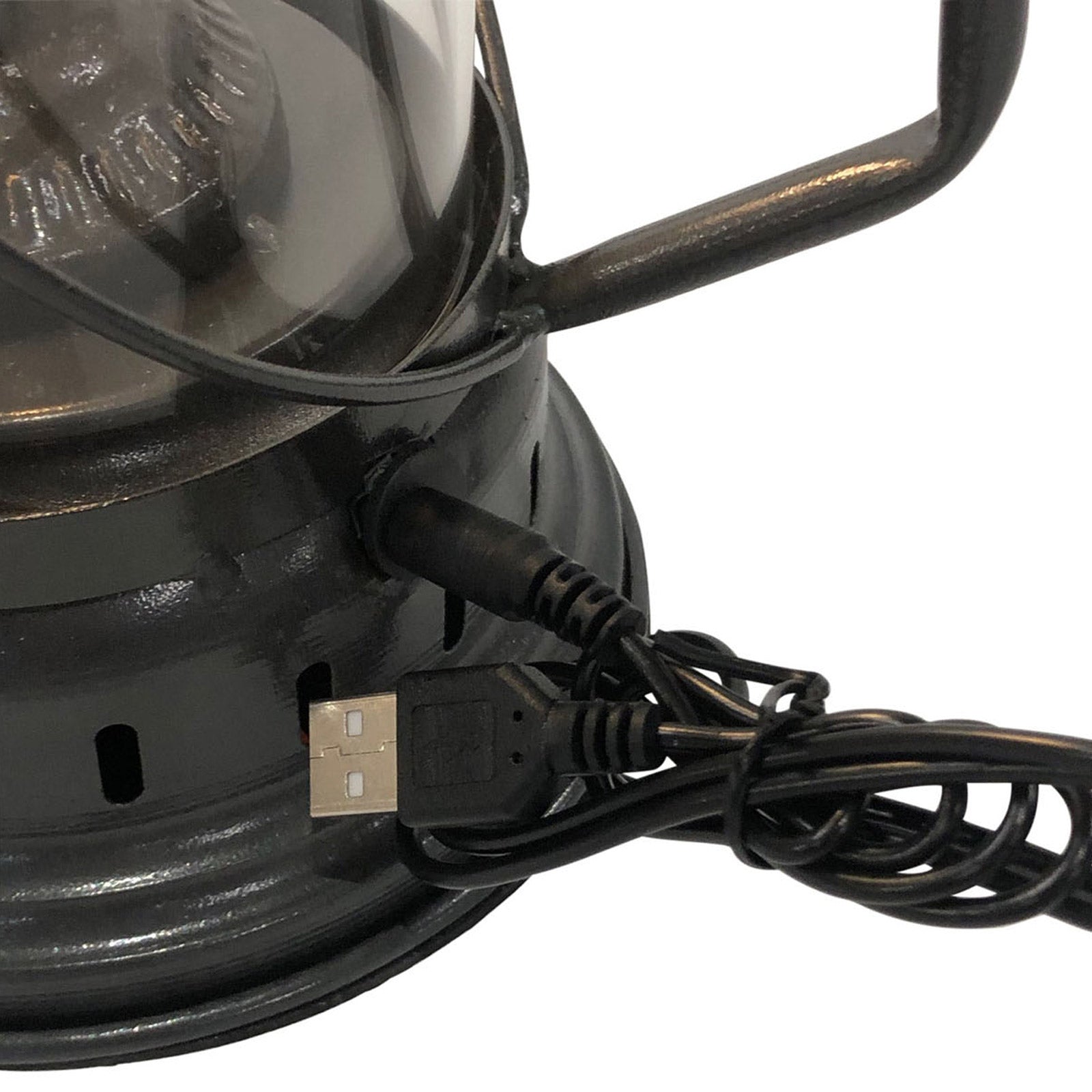 HUMAN COMFORT Lanterne anti-tempête LED Lampe de camping rétro Batterie USB Intensité réglable Verre et métal