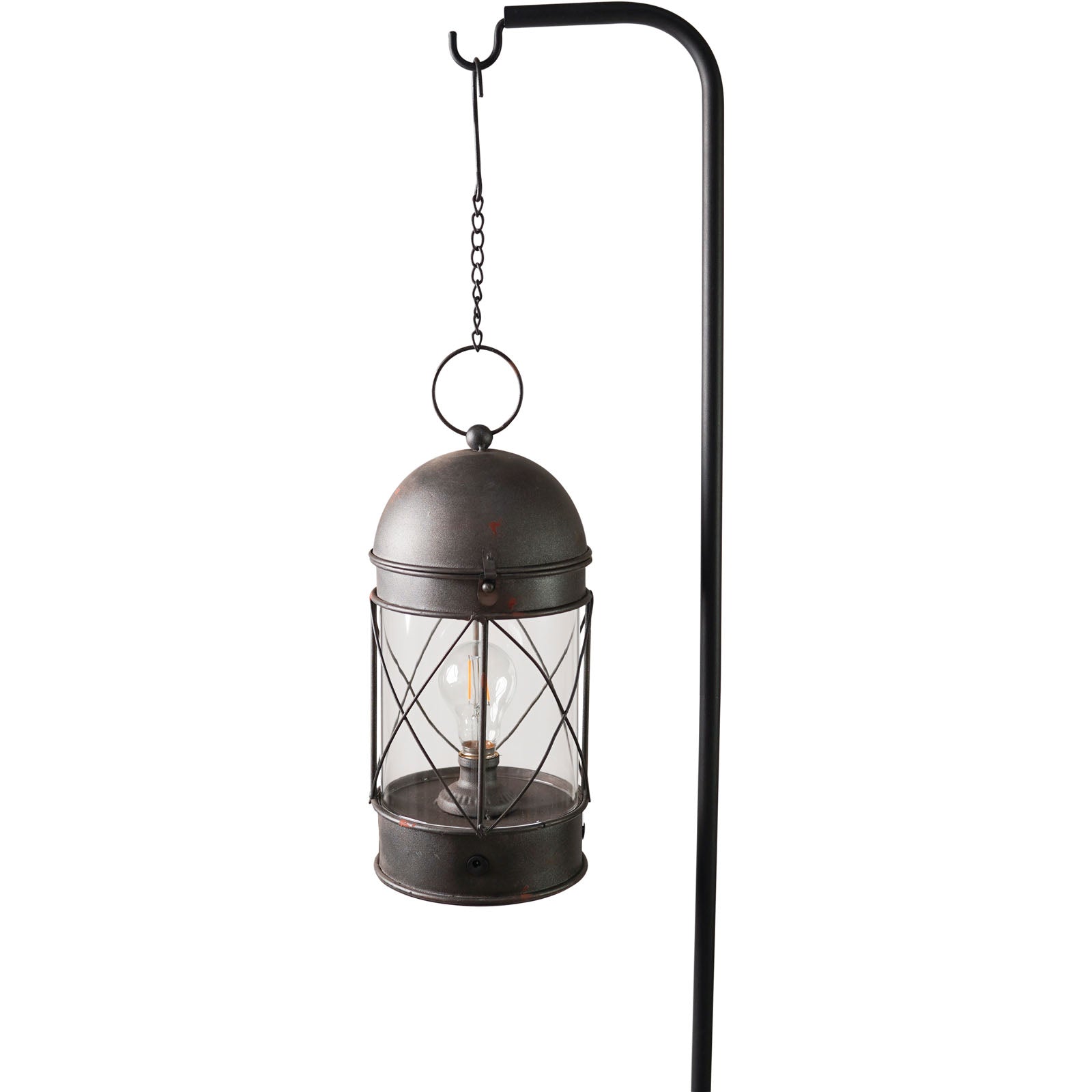 Lanterne tempête à LED HUMAN COMFORT, lampe de camping rétro, batterie USB, intensité variable, verre et métal