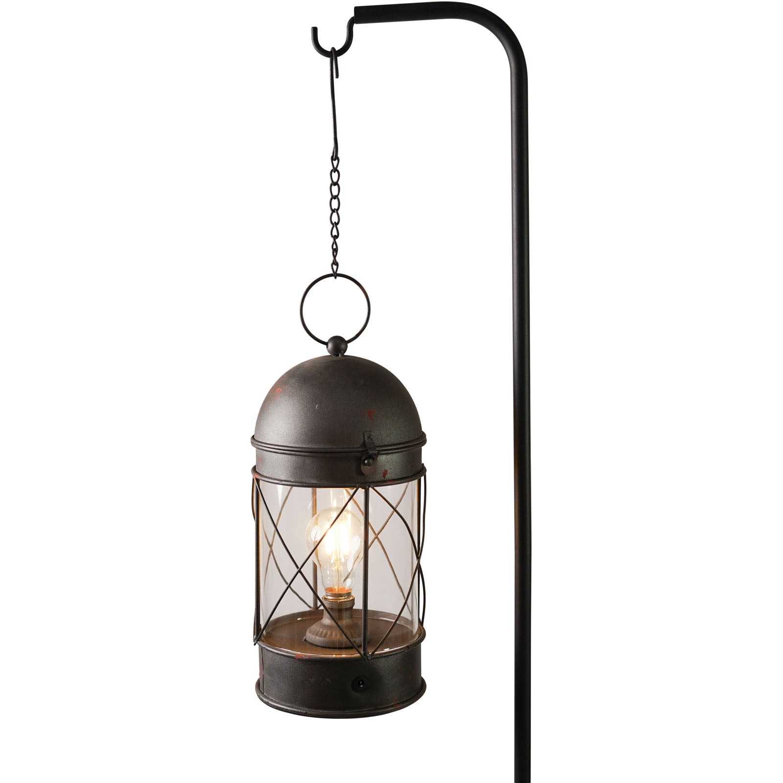 Lanterne tempête à LED HUMAN COMFORT, lampe de camping rétro, batterie USB, intensité variable, verre et métal