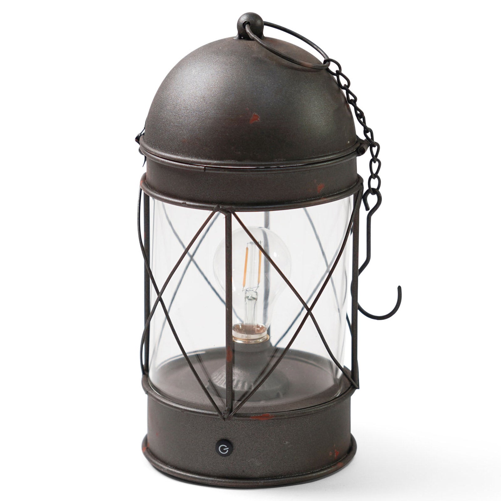 Lanterne tempête à LED HUMAN COMFORT, lampe de camping rétro, batterie USB, intensité variable, verre et métal