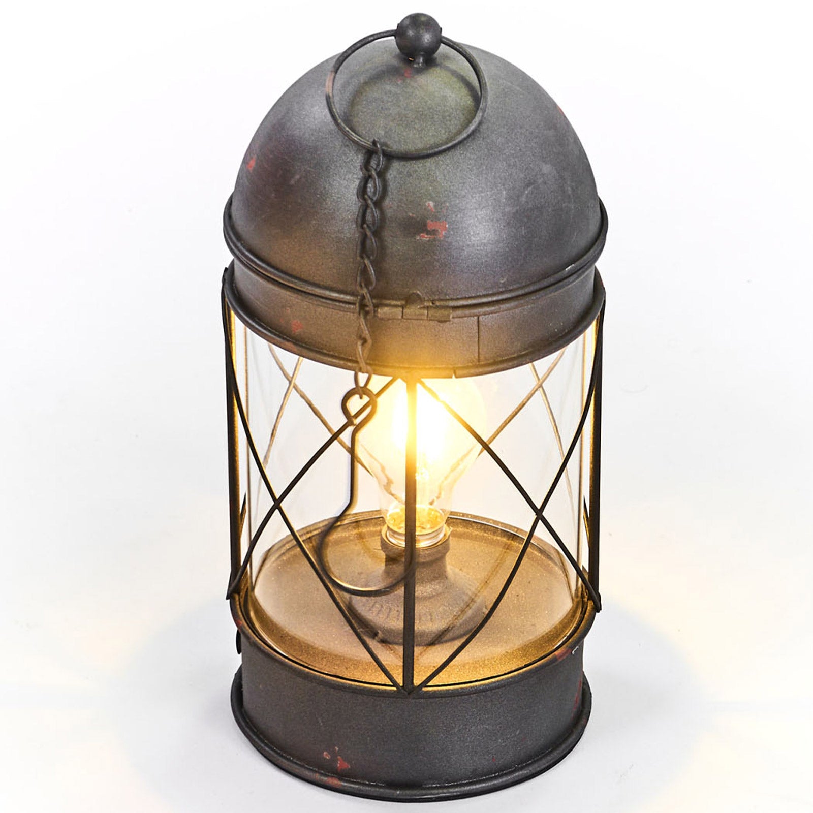 Lanterne tempête à LED HUMAN COMFORT, lampe de camping rétro, batterie USB, intensité variable, verre et métal