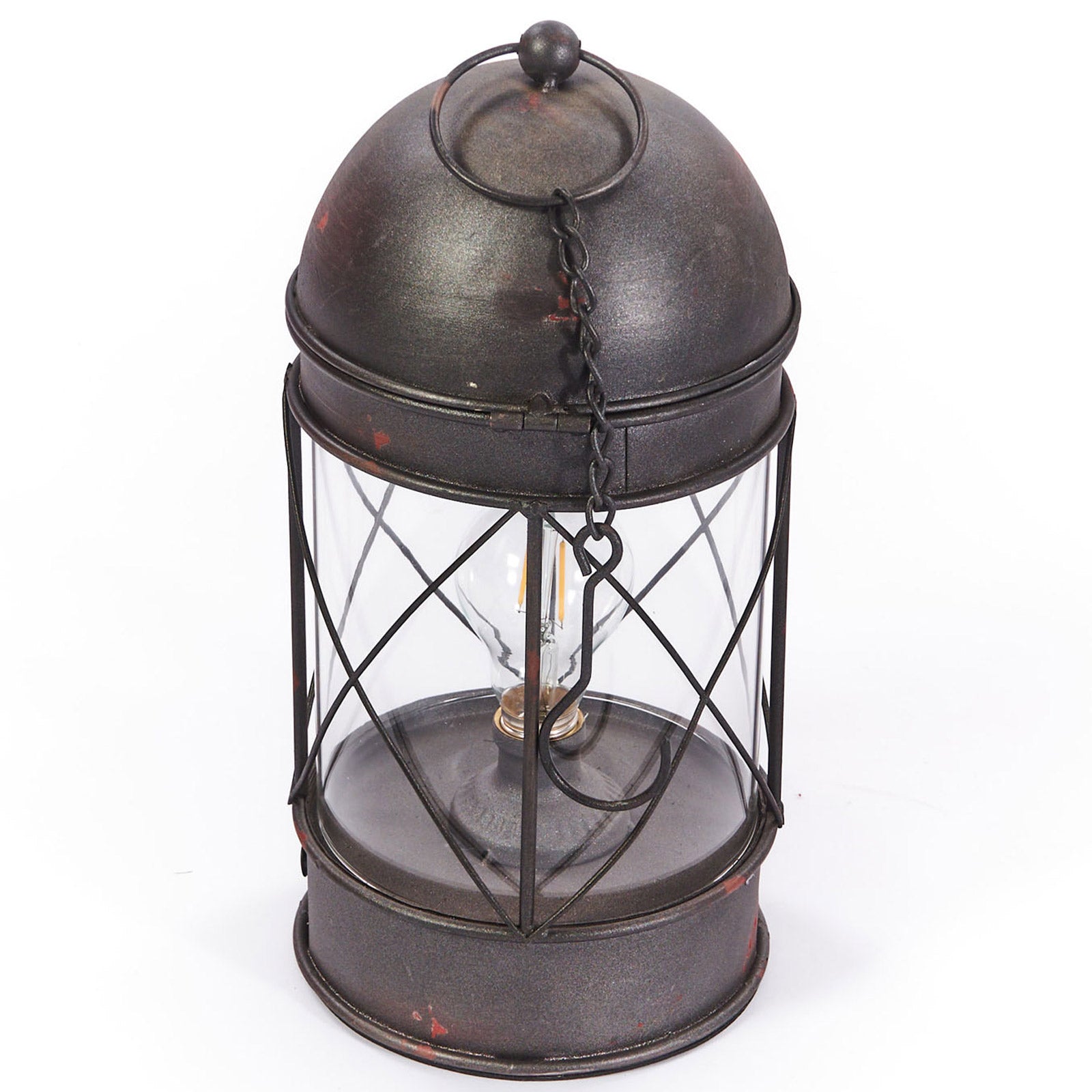 HUMAN COMFORT Storm Lantern LED Camping Retro Lamp USB Battery Dimmable Glass Metal