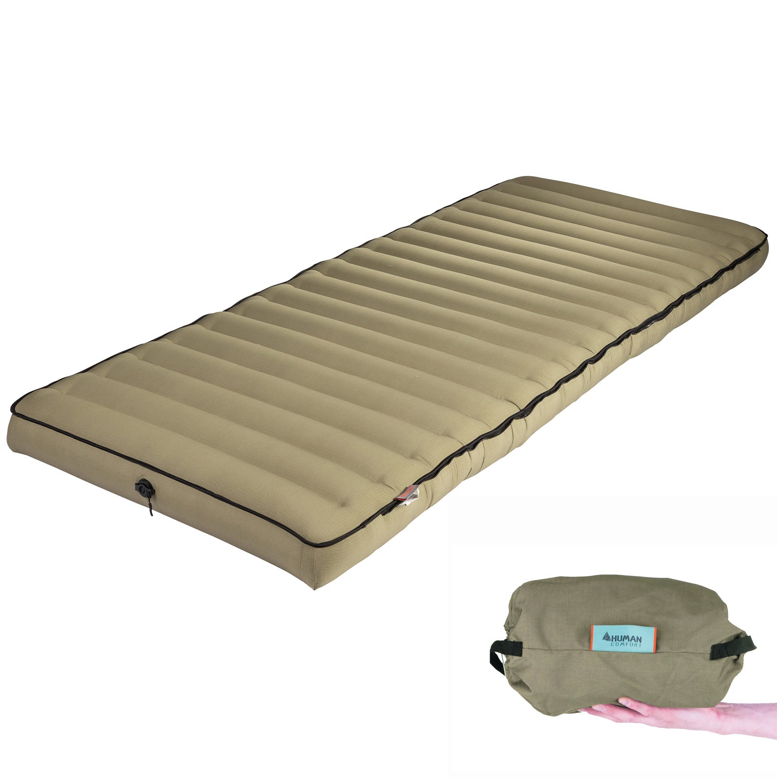 Matelas gonflable Chatou HUMAN COMFORT, matelas de couchage pour invité, 100 % coton