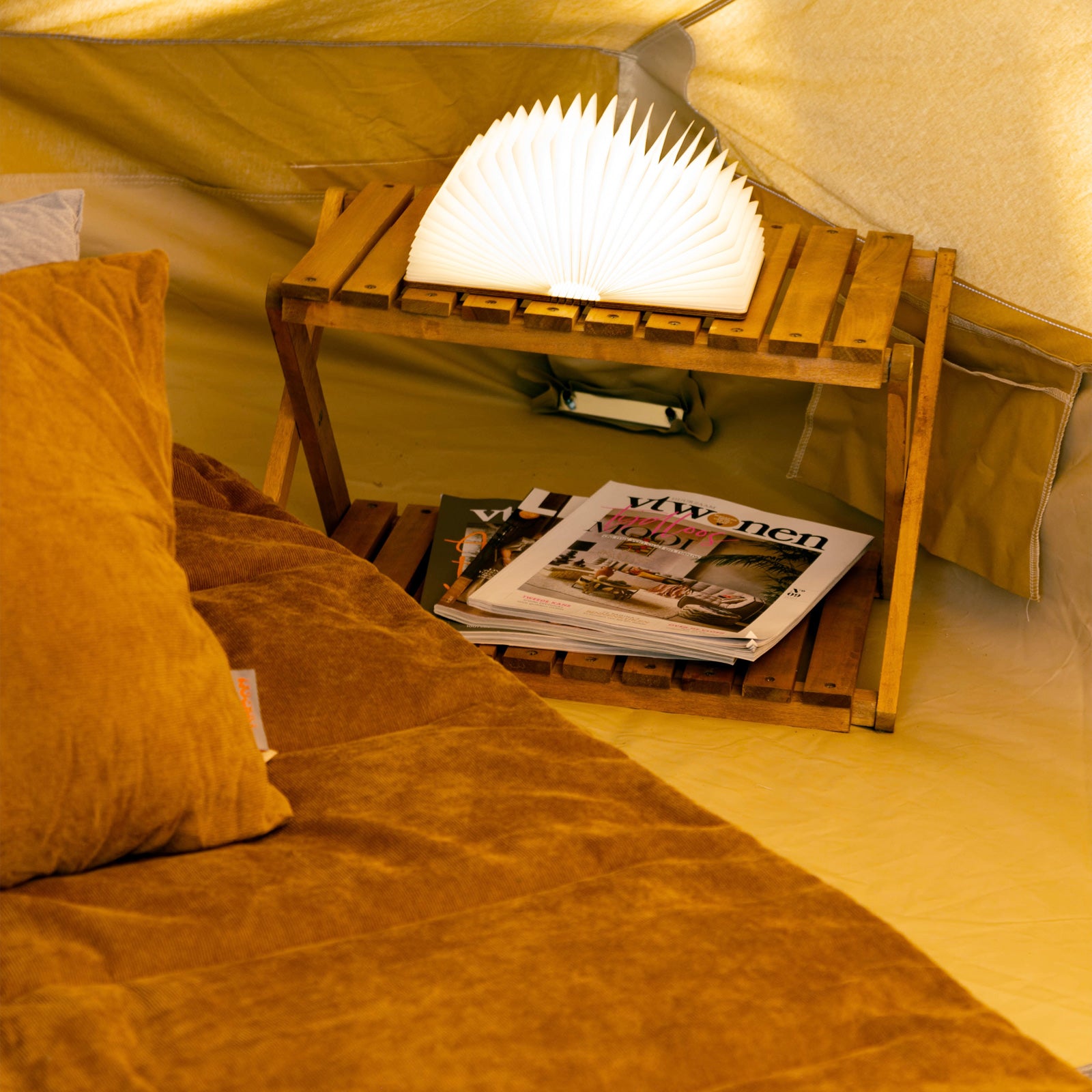 HUMAN COMFORT Étagère de camping Jabrun 2 Armoire pliante Étagère pliante Table d'appoint Bois