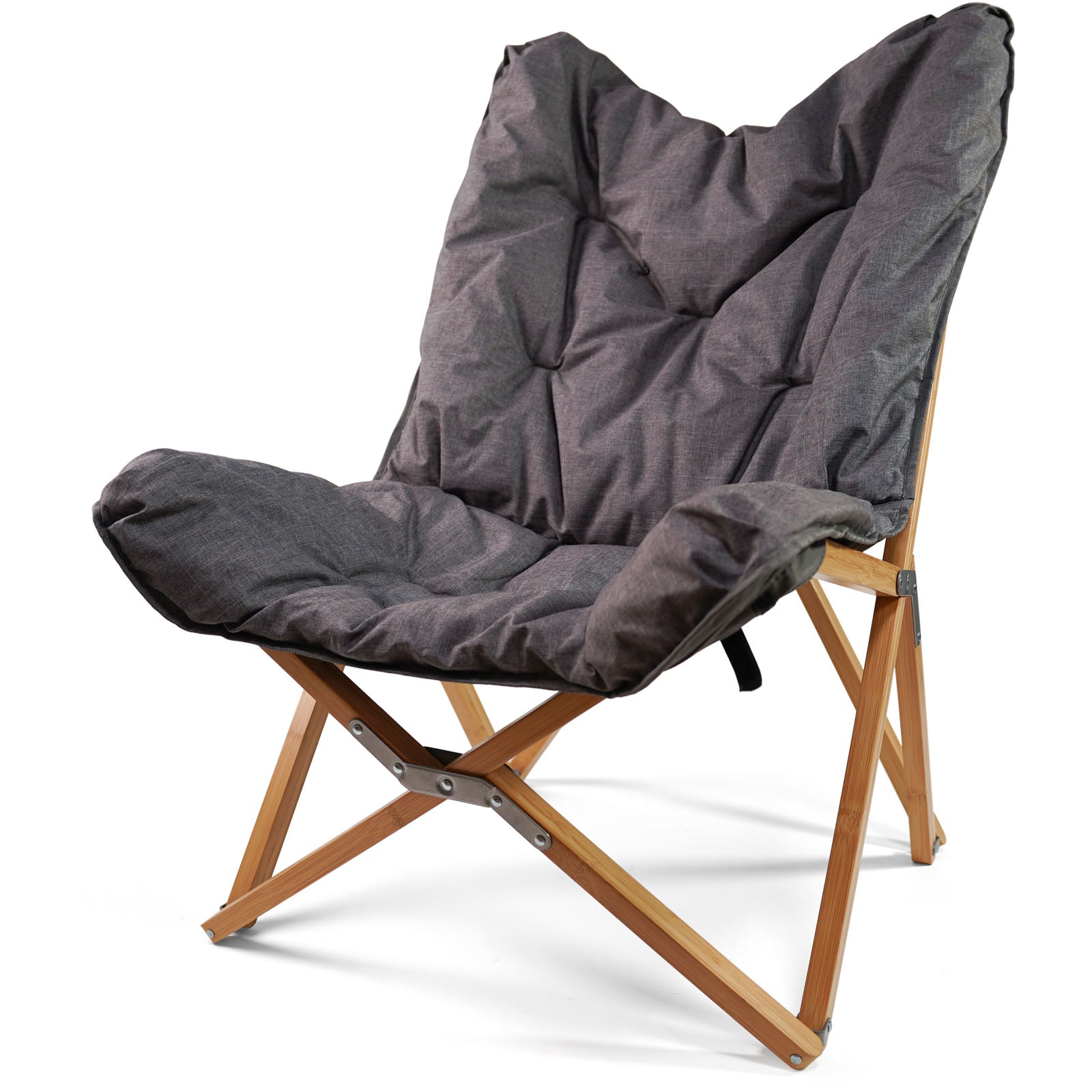 HUMAN COMFORT Lounge Camping Chair Yzeron Butterfly Chair Folding Bamboo Wood 120kg