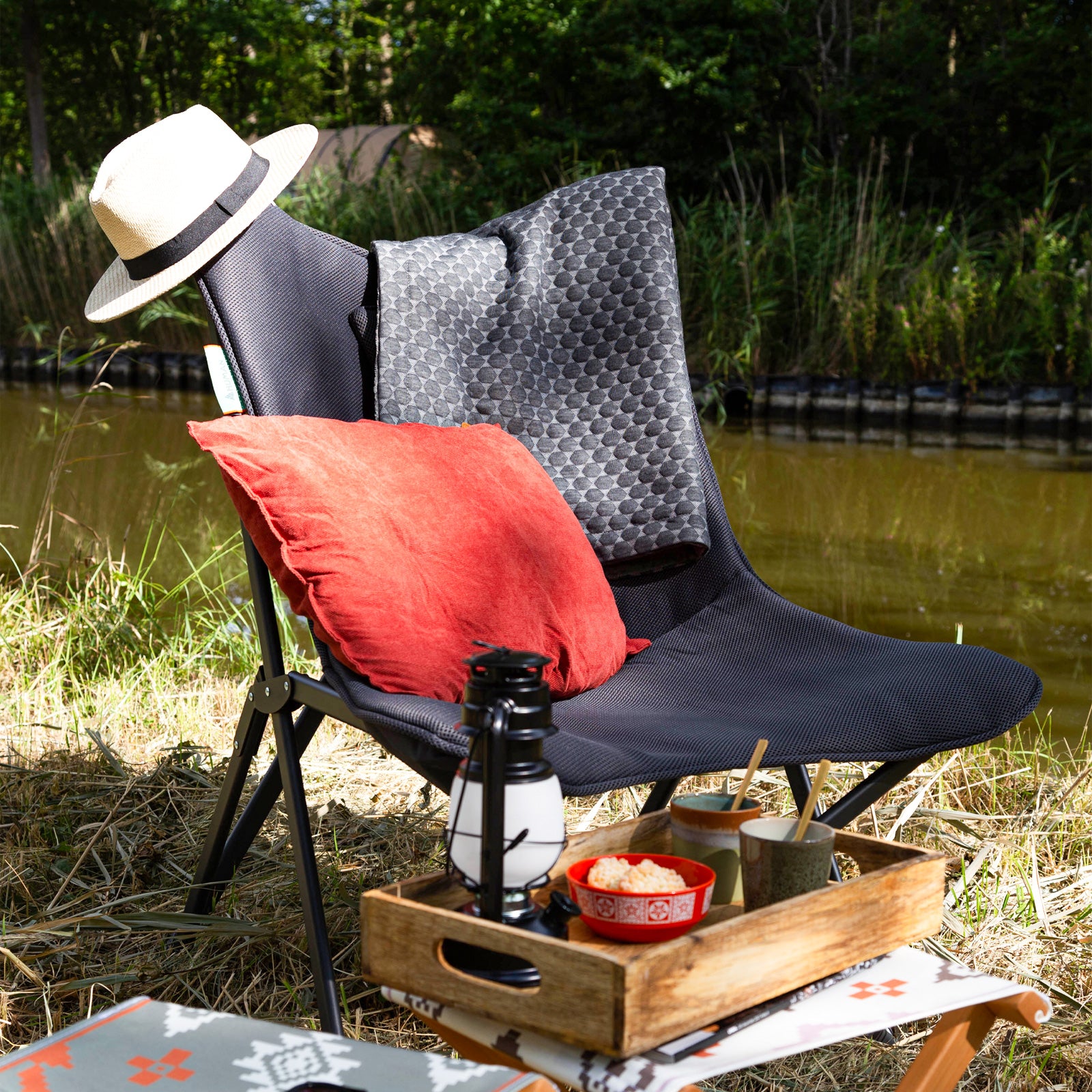 Chaise de camping pliante Aclou Butterfly, confort humain, en acier, 120 kg
