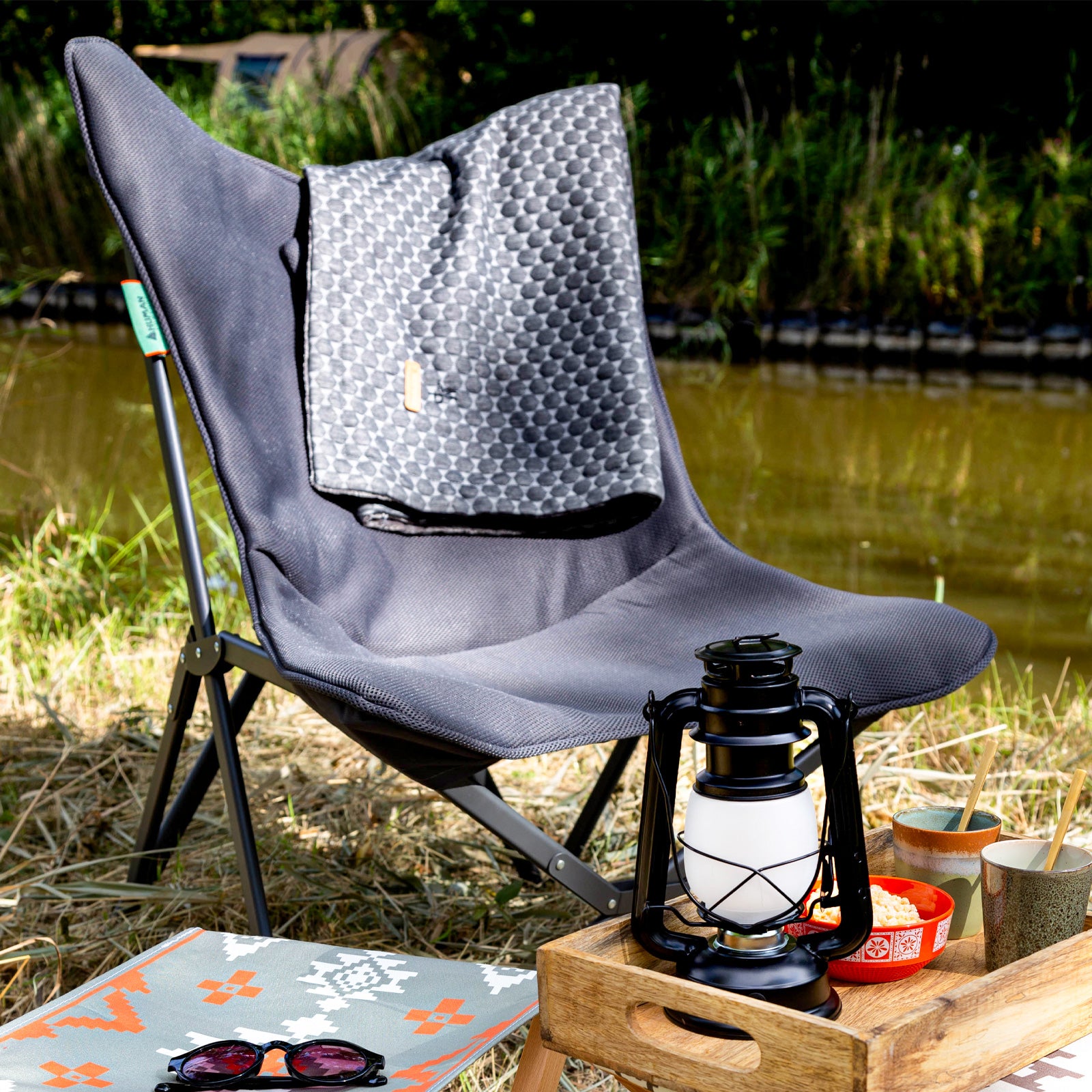 Chaise de camping pliante Aclou Butterfly, confort humain, en acier, 120 kg