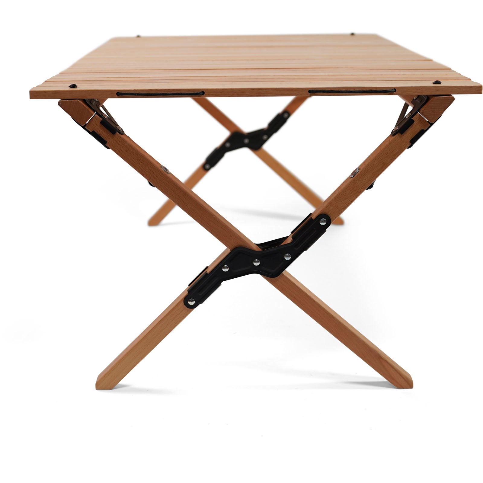 Table de camping HUMAN COMFORT Fixin M, table roulante, table pliante à lattes, bois, 105 x 70 cm