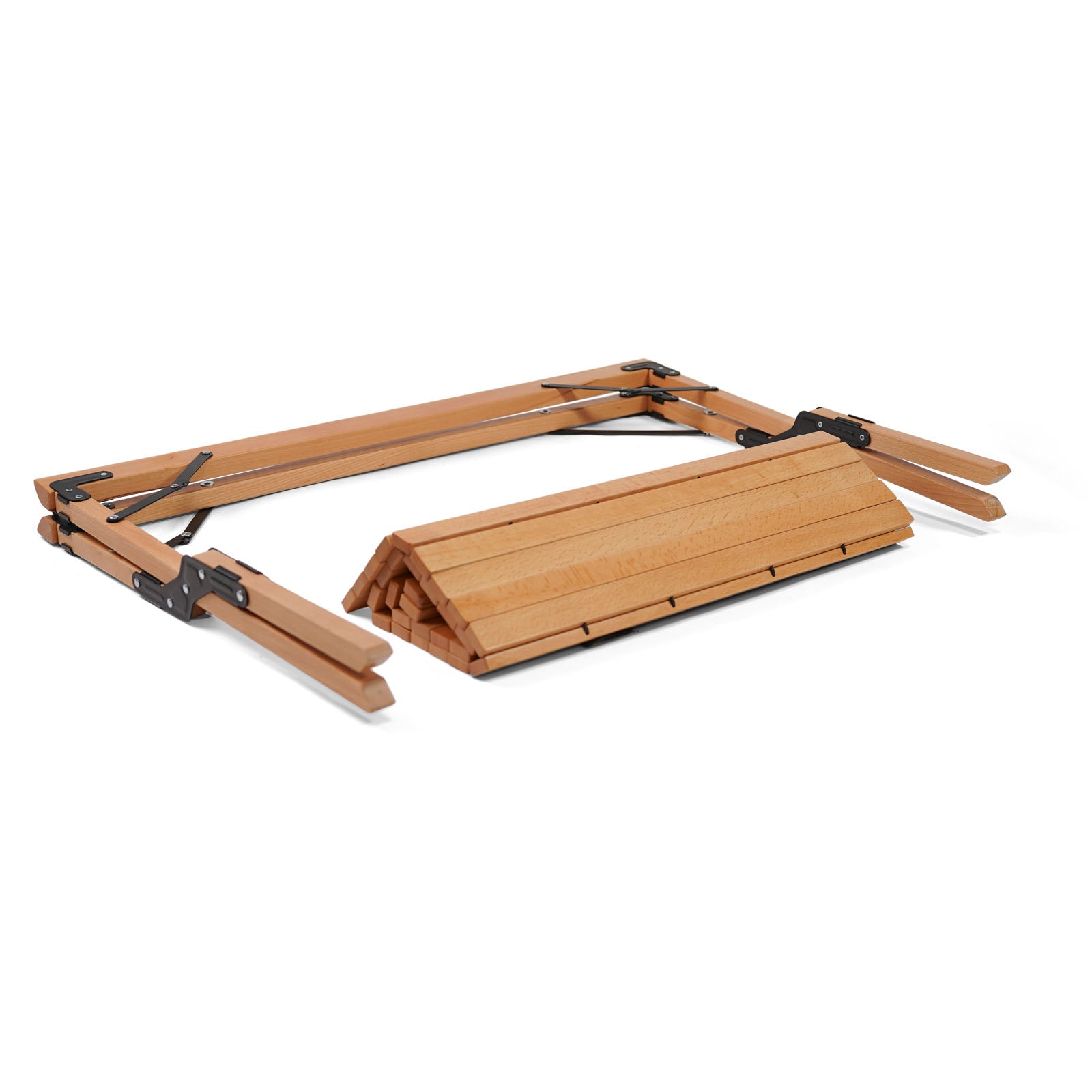 HUMAN COMFORT Campingtisch Fixin M Rolltisch Lamellen Falttisch Holz 105 x 70 cm