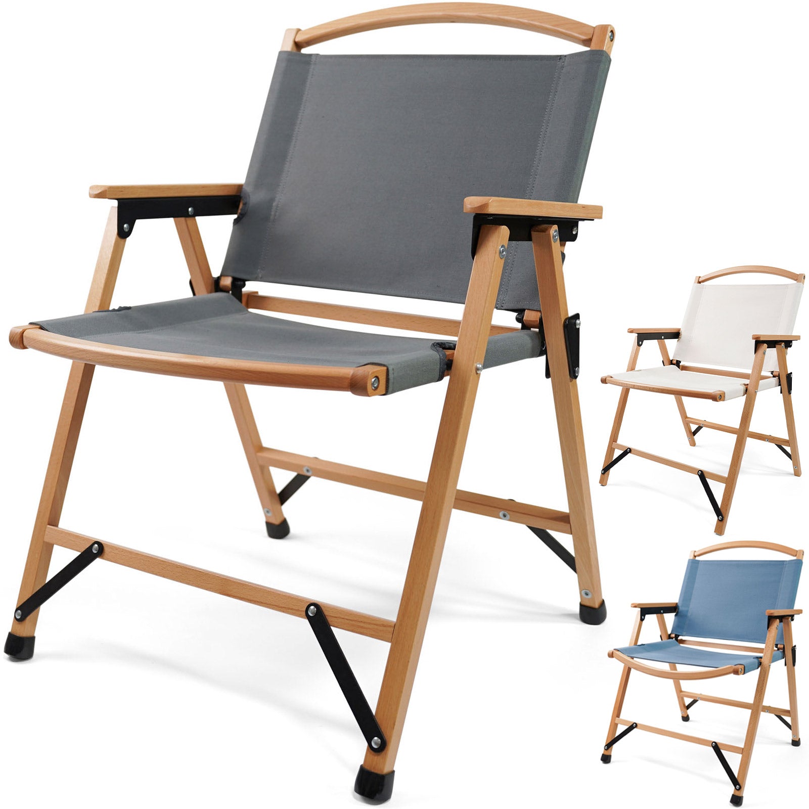 HUMAN COMFORT Klappstuhl Dolo XL Retro Campingstuhl Faltstuhl Stuhl Faltbar Holz