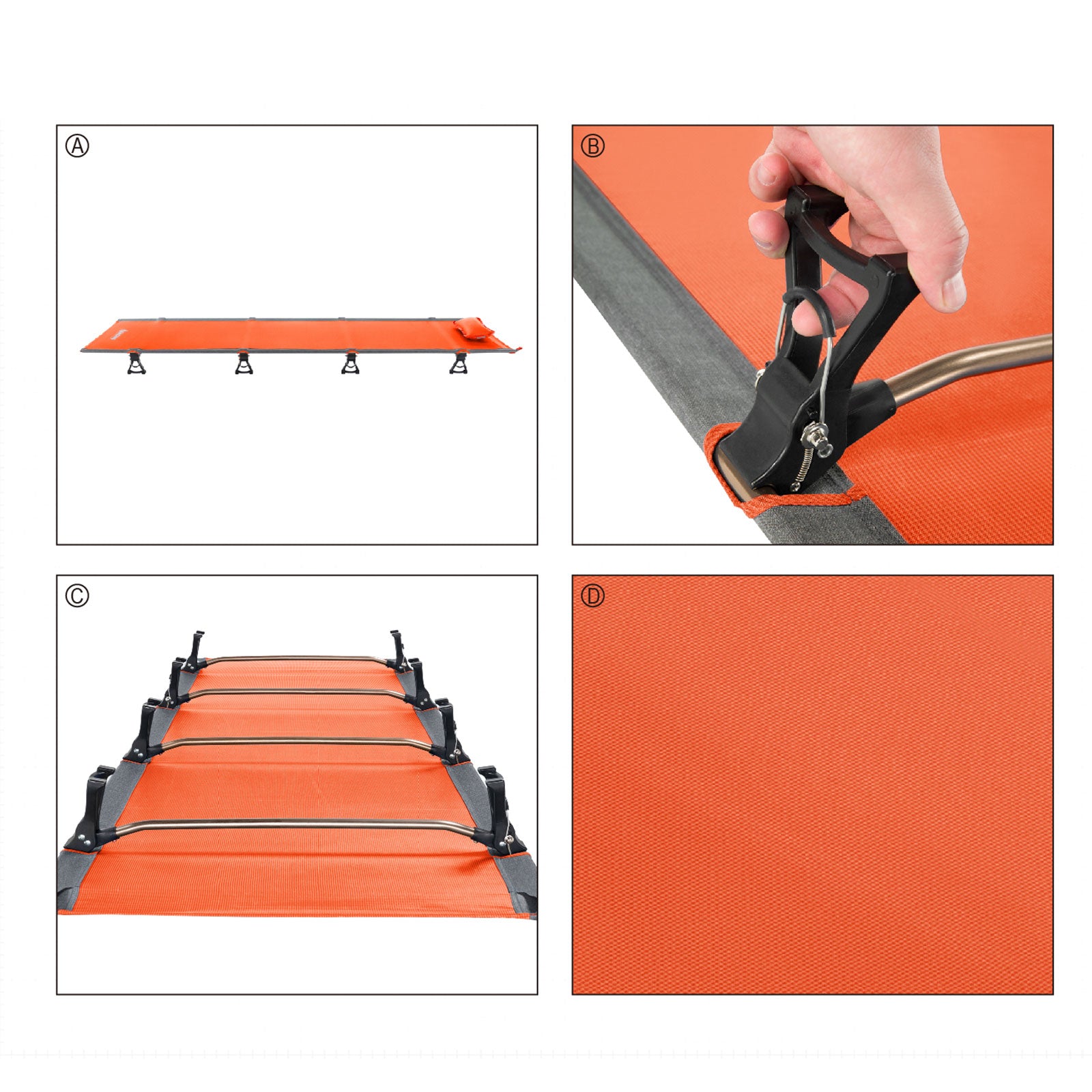 KINGCAMP Alu Feld Bett XL Outdoor Klick Klappbett Camping Liege Leicht 190x64 cm