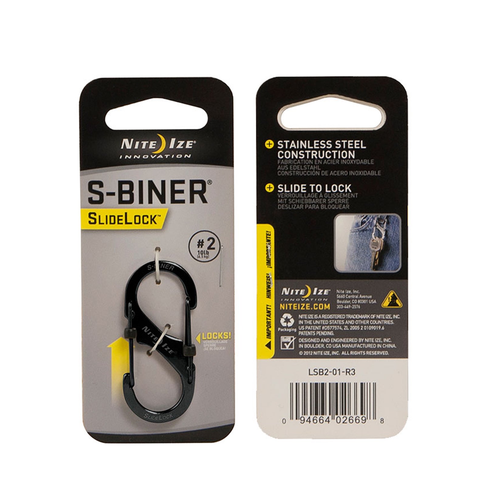 NITE IZE SlideLock S-Biner Mini mousqueton double porte-clés mousqueton
