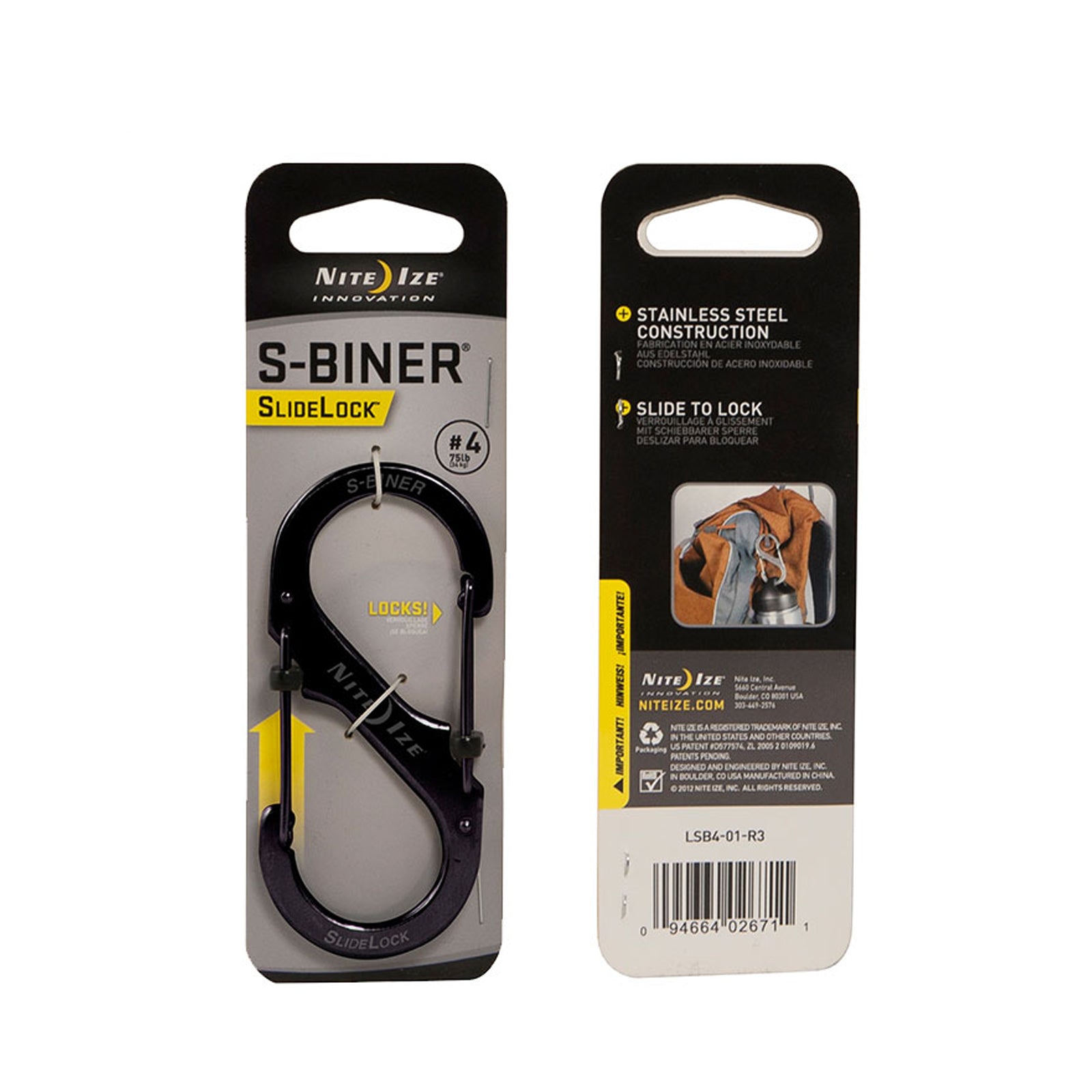 NITE IZE SlideLock S-Biner Mini mousqueton double porte-clés mousqueton