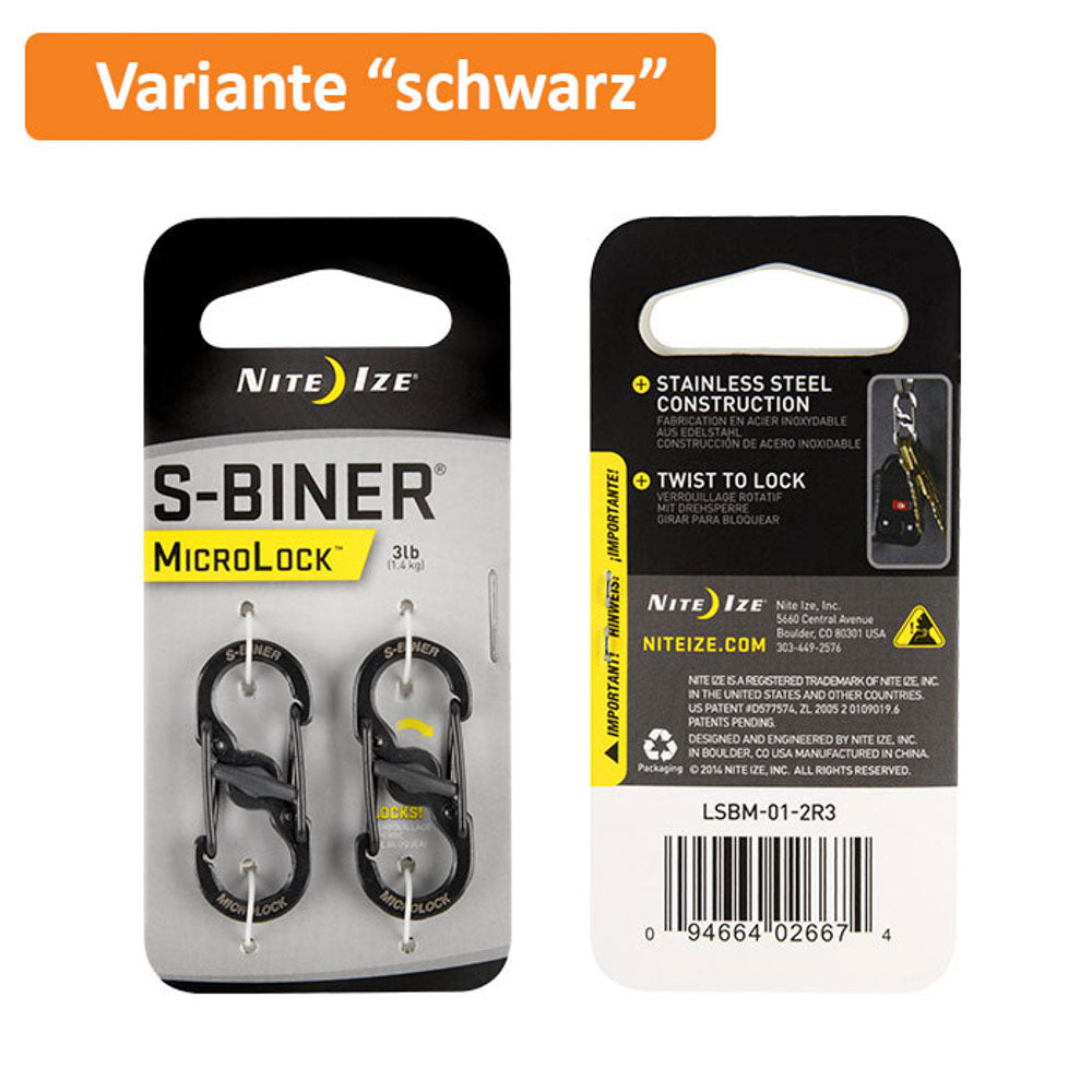NITE IZE MicroLock S-Biner Mini mousqueton à fermeture rapide, porte-clés et pendentif