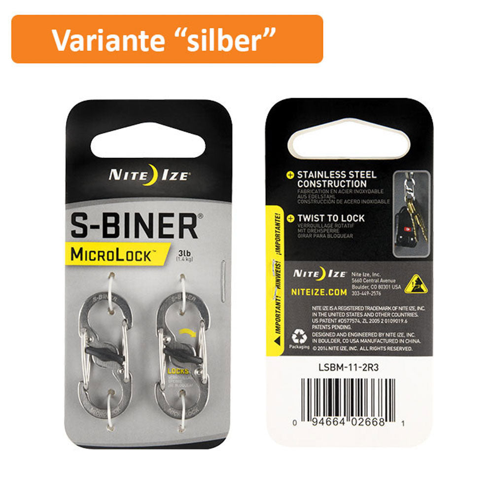 NITE IZE MicroLock S-Biner Mini mousqueton à fermeture rapide, porte-clés et pendentif