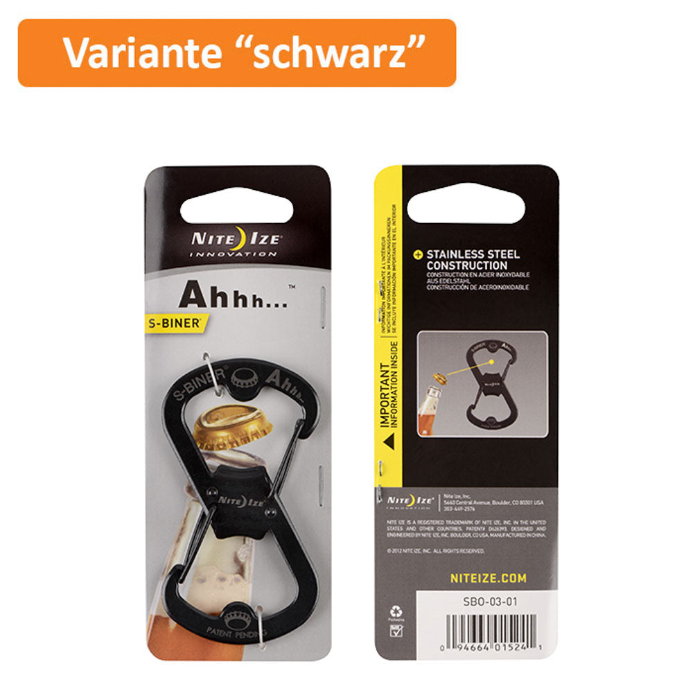 NITE IZE S-Biner Ahhh Edelstahl - Doppelkarabiner Schnapp Haken - Flaschenöffner