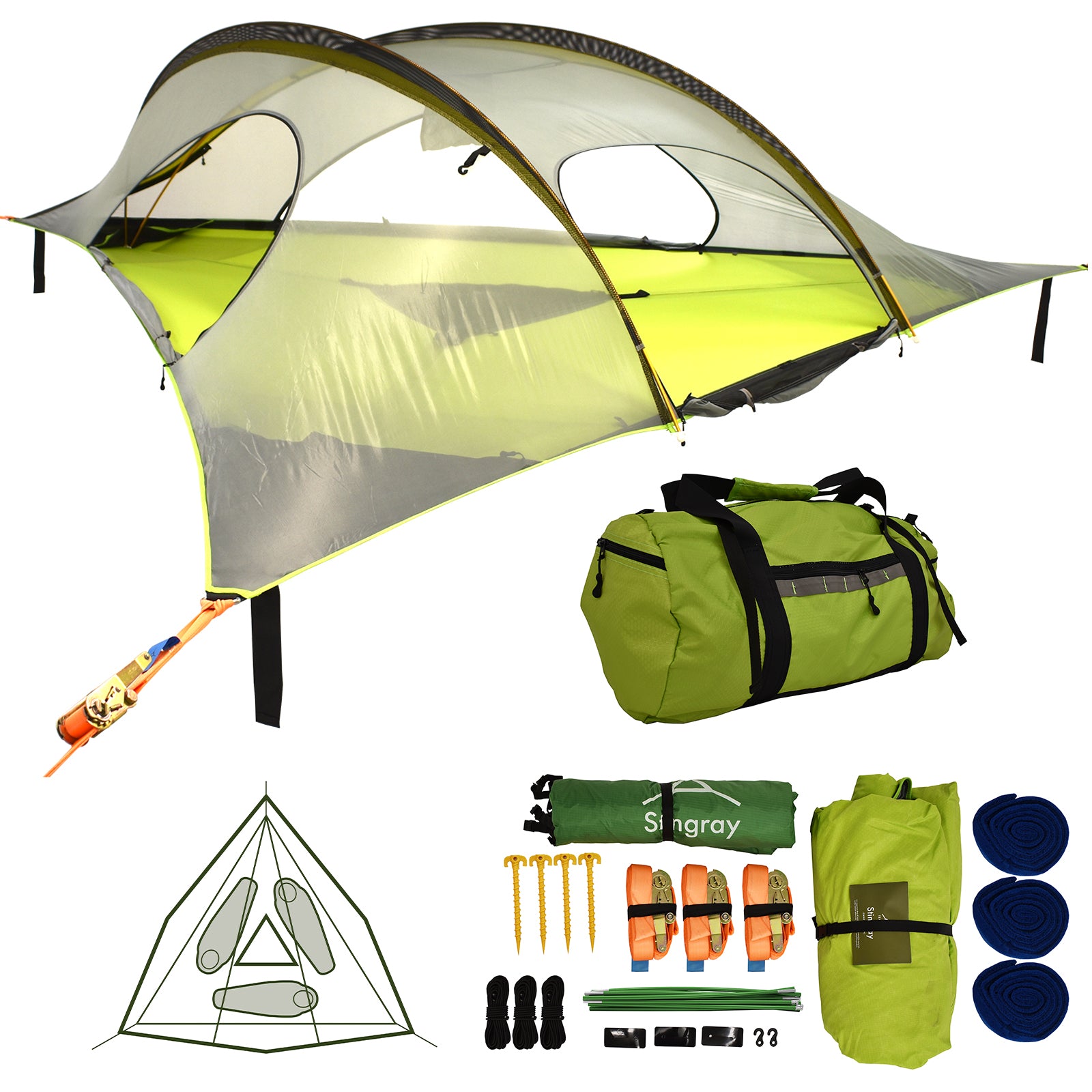 Tente d'arbre TENTSILE Stingray 3.0 Trekking 2-3 personnes Bivouac Vol Tente Tapis suspendu