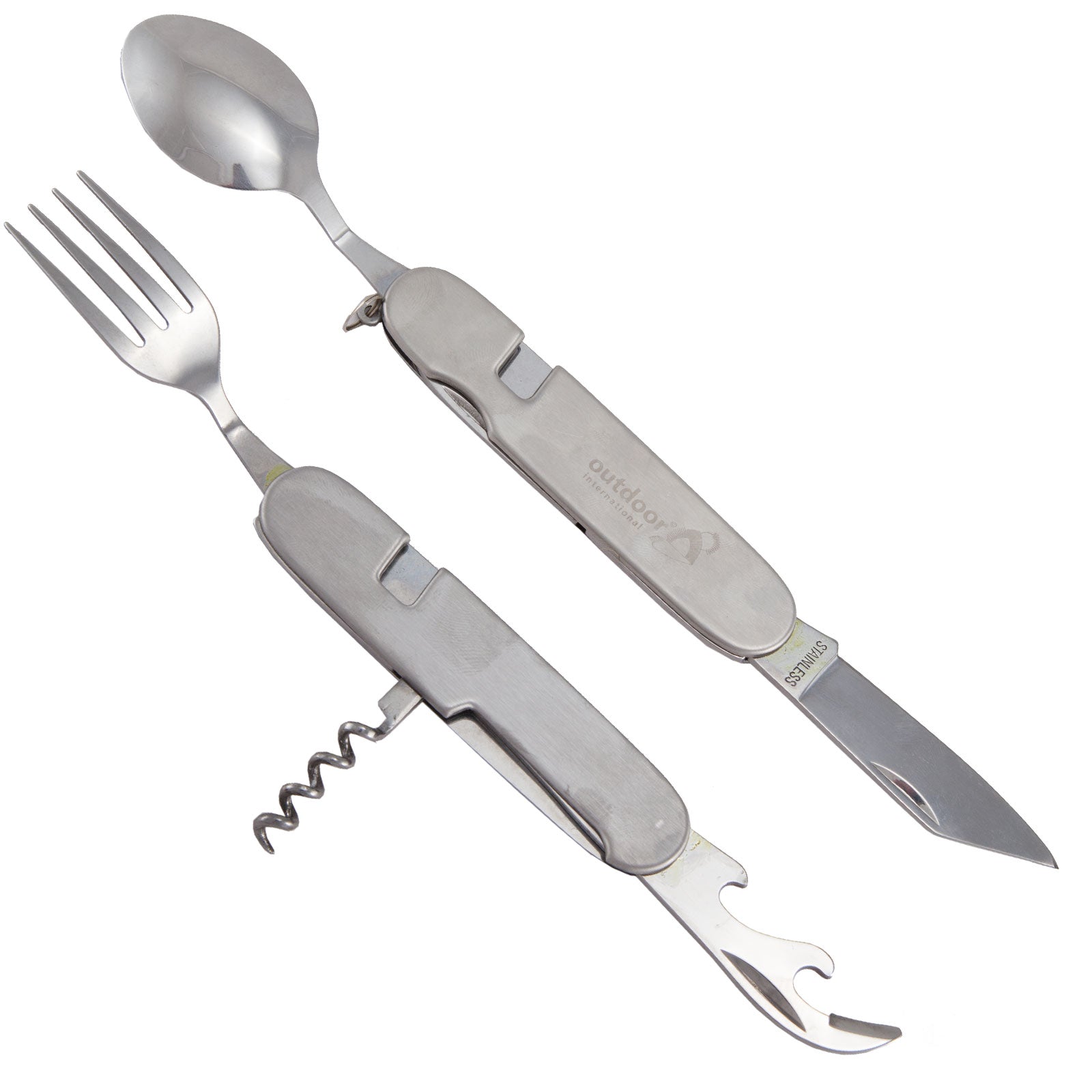 OUTDOOR 6 in 1 Reise Besteck Set - Edelstahl Camping Outdoor Essbesteck faltbar