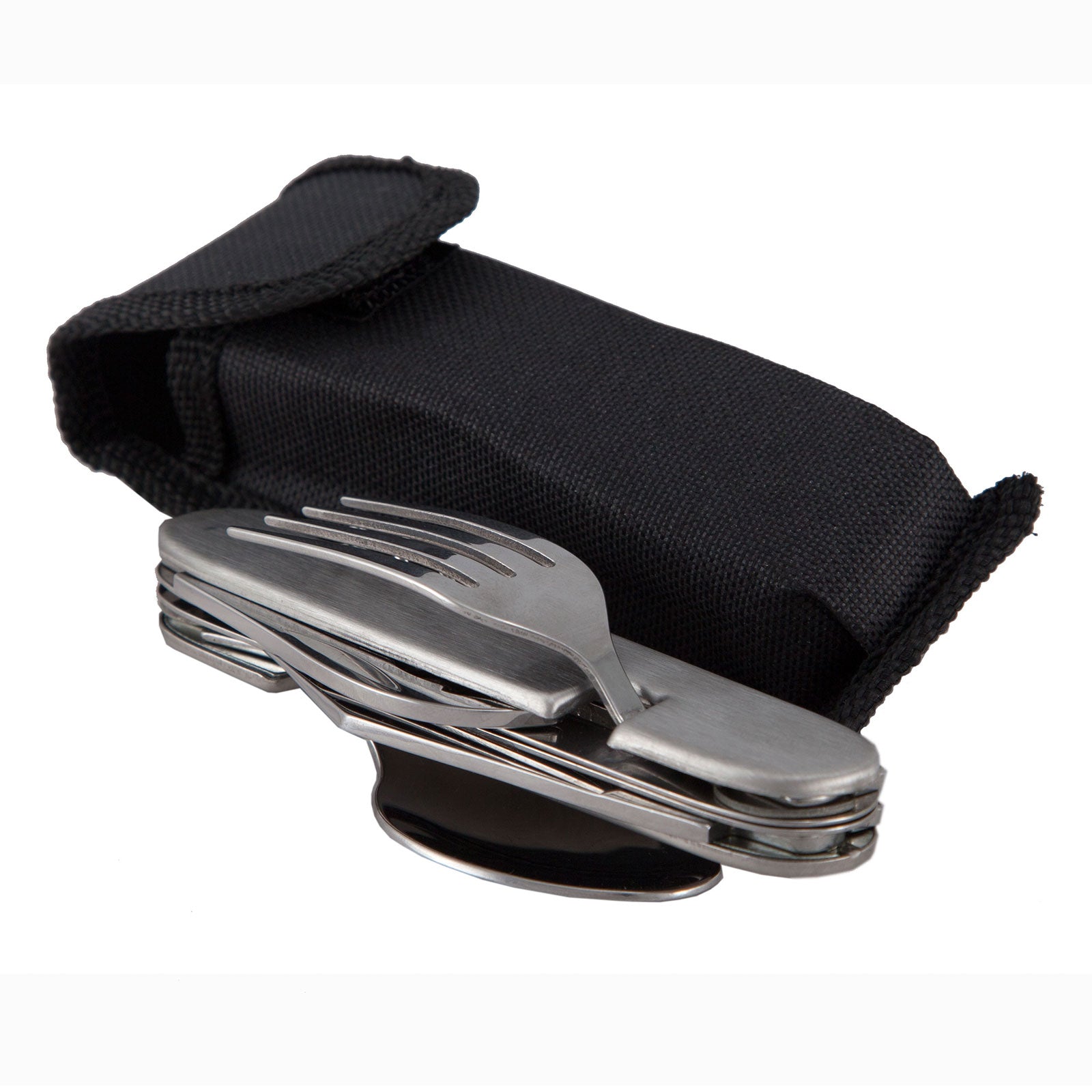 OUTDOOR 6 in 1 Reise Besteck Set - Edelstahl Camping Outdoor Essbesteck faltbar