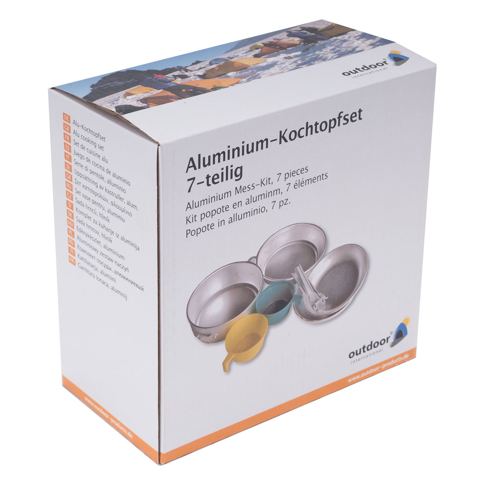 OUTDOOR Camping Kochgeschirr Set 7tlg. Alu Topf Pfanne Becher Geschirr stapelbar