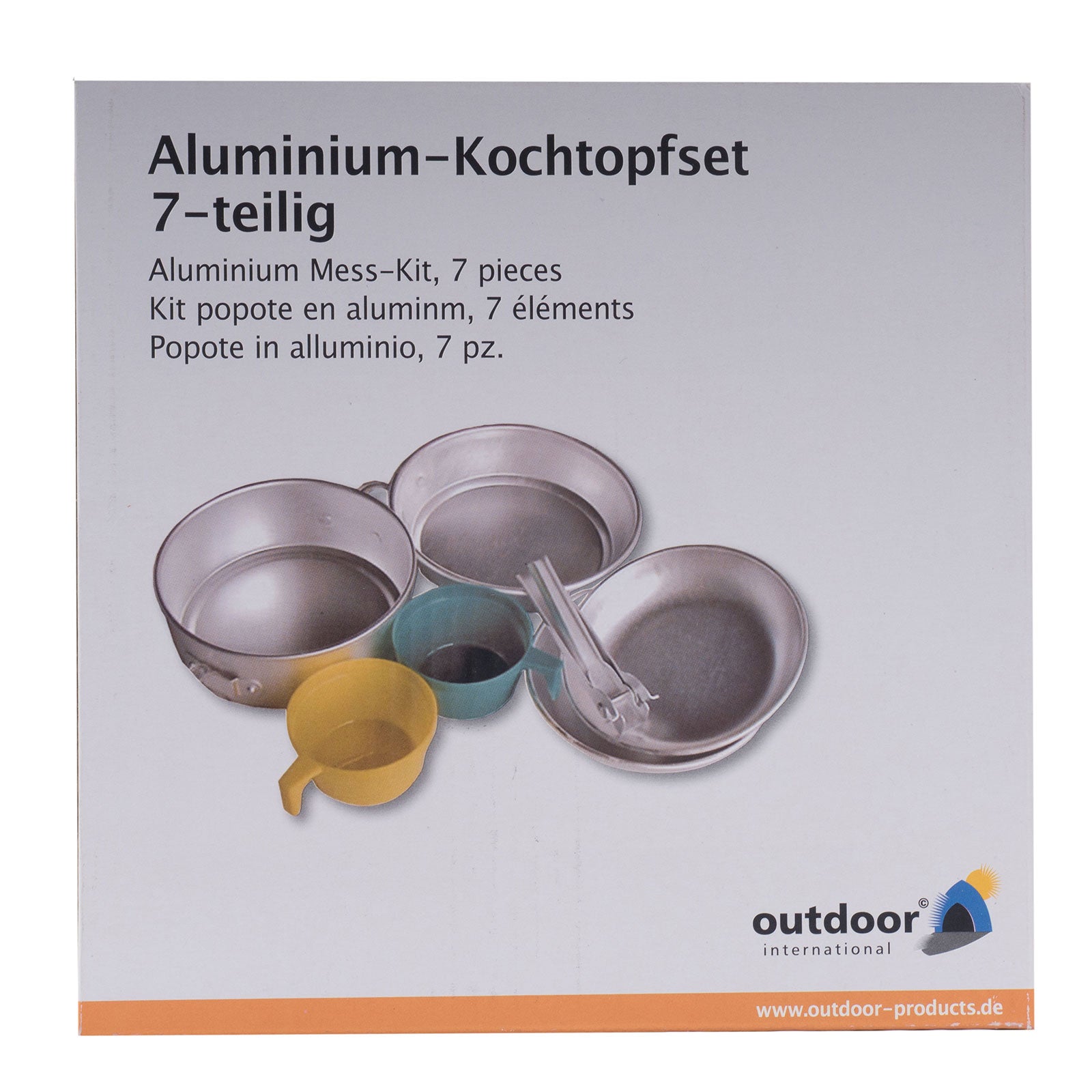 OUTDOOR Camping Kochgeschirr Set 7tlg. Alu Topf Pfanne Becher Geschirr stapelbar