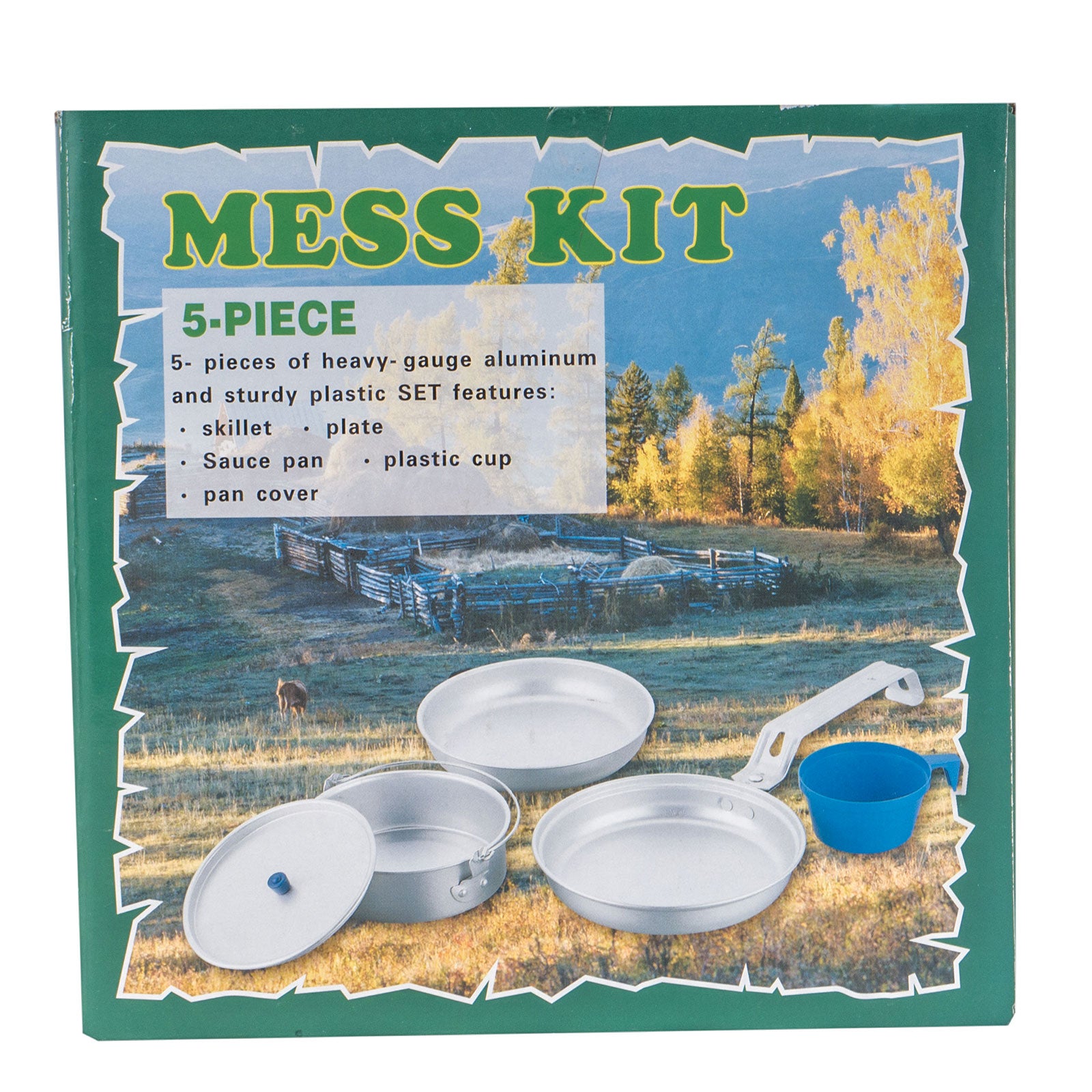 OUTDOOR Camping Cookware Set 5-piece aluminum pot pan mug dishes stackable