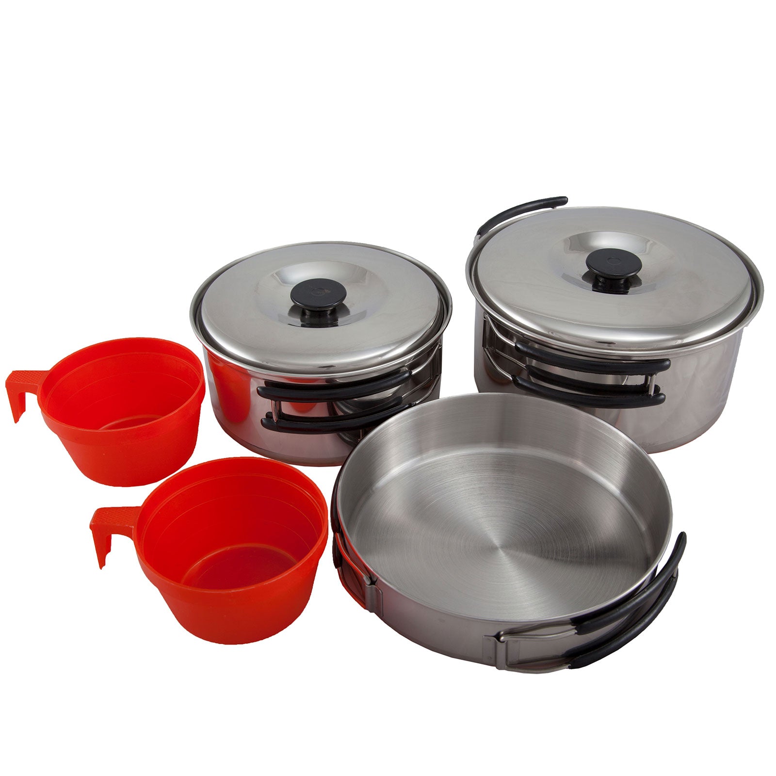 OUTDOOR Camping Kochgeschirr Set 7tlg. Edelstahl Topf Pfanne Geschirr stapelbar