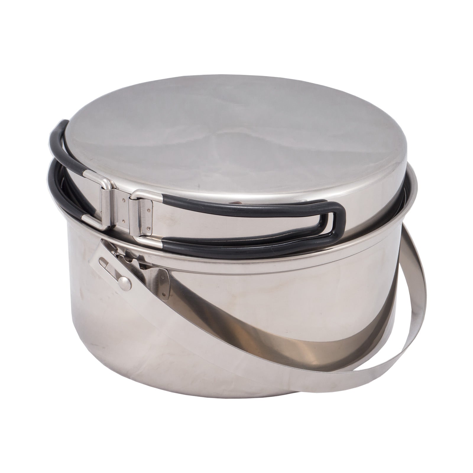 OUTDOOR Camping Kochgeschirr Set 2tlg. Edelstahl Topf Pfanne Geschirr stapelbar