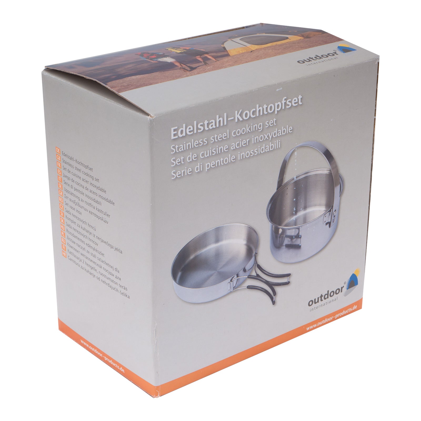 OUTDOOR Camping Kochgeschirr Set 2tlg. Edelstahl Topf Pfanne Geschirr stapelbar