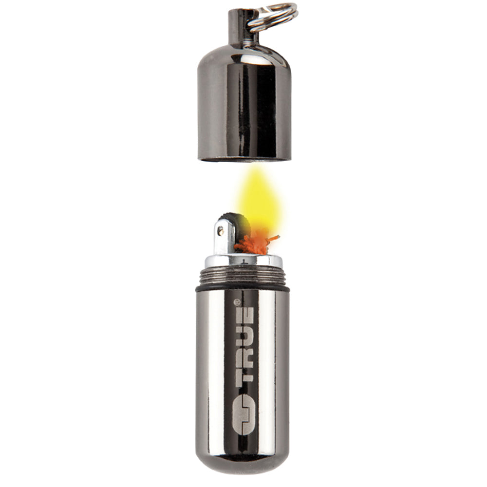 TRUE UTILITY FireStash Mini Benzin Sturm Feuerzeug wasserdicht Schlüsselanhänger