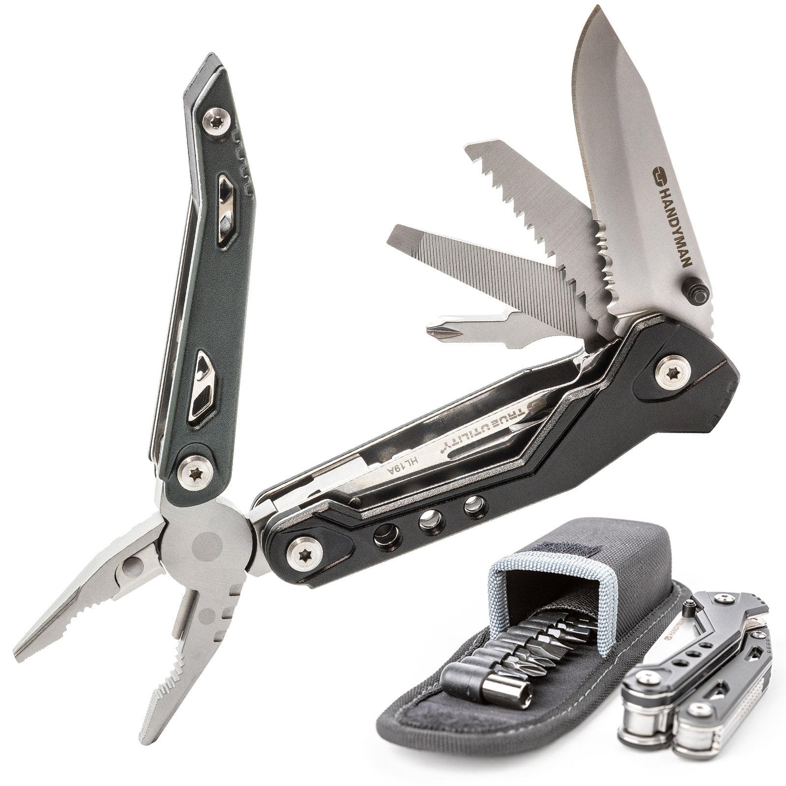 TRUE UTILITY Outil multifonction 18 en 1, tournevis, mallette à outils, 9 embouts interchangeables