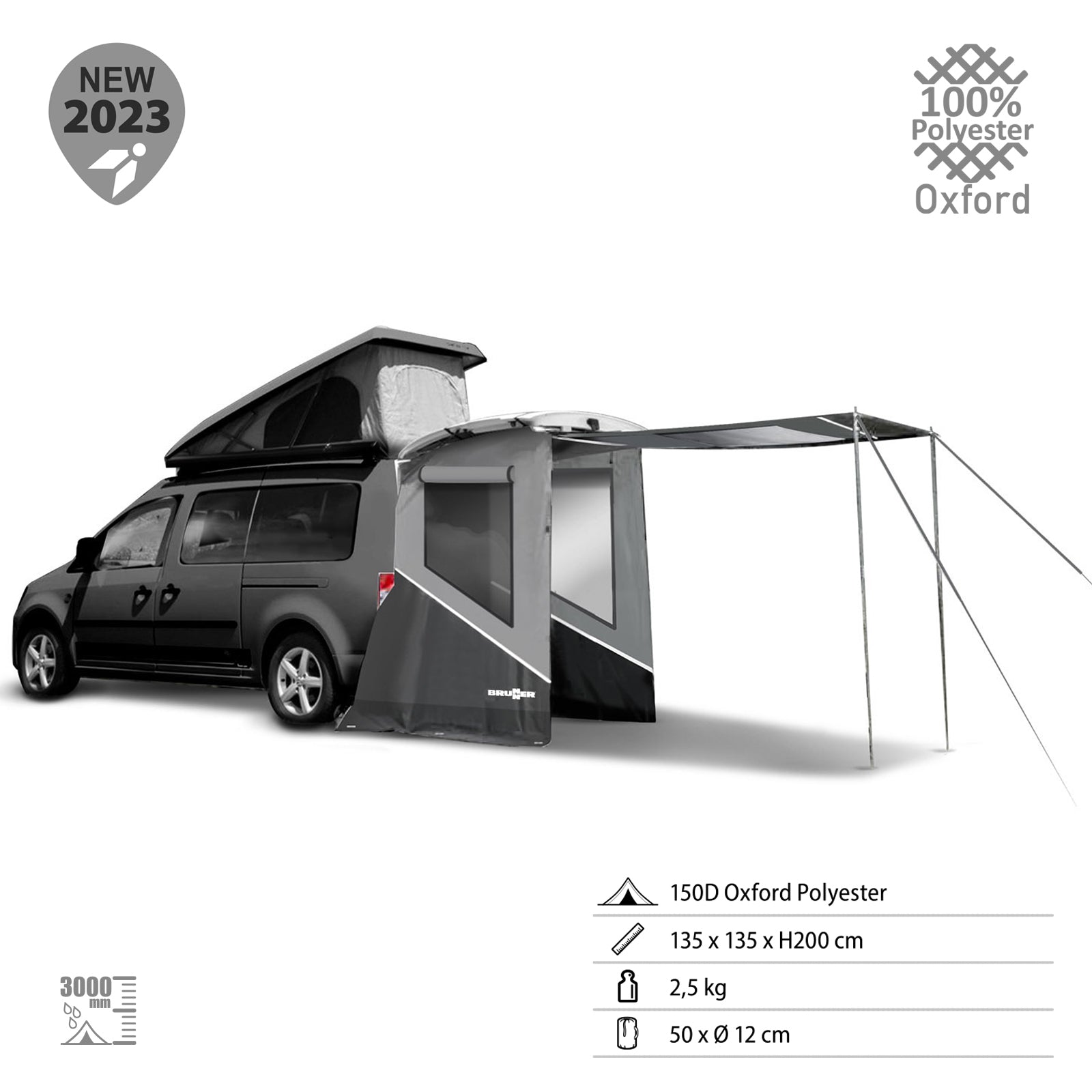 BRUNNER rear tent Pilote Caddy 5 Mini Camper Bus Front tent SUV rear flap Camping