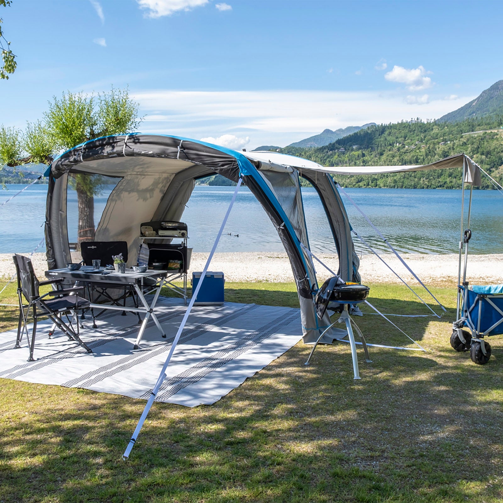familienzelt mit fest eingenähtem boden BRUNNER Bus Vorzelt Air Travel II Camping Zelt Luftzelt Van Aufblasbar