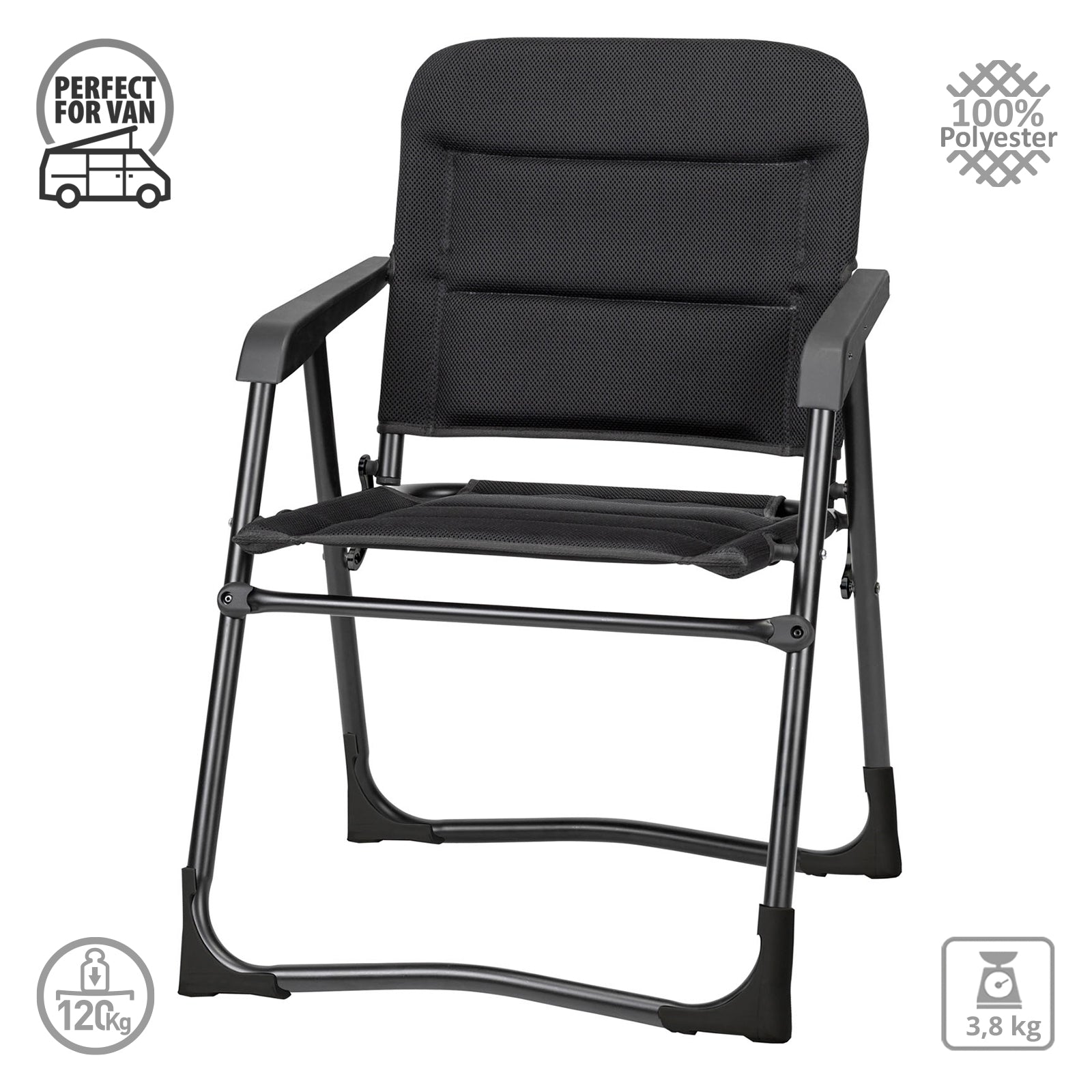 BRUNNER Camping Chair Aravel Vanchair Folding Chair Armchair Upholstered Foldable Aluminium 120kg