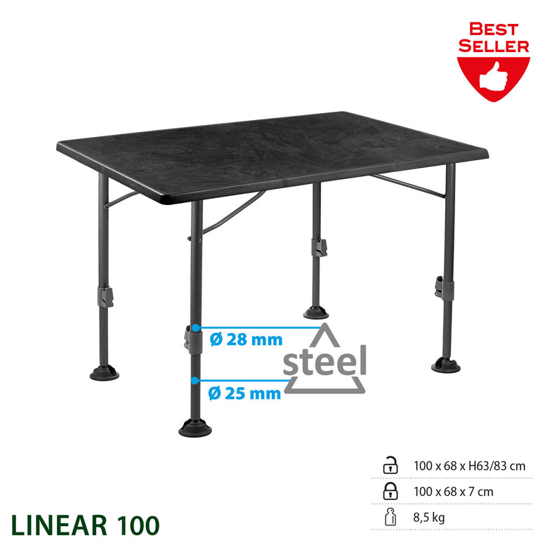 BRUNNER Klapptisch Linear Black 100 Camping Tisch Falttisch Höhenverstellbar XL
