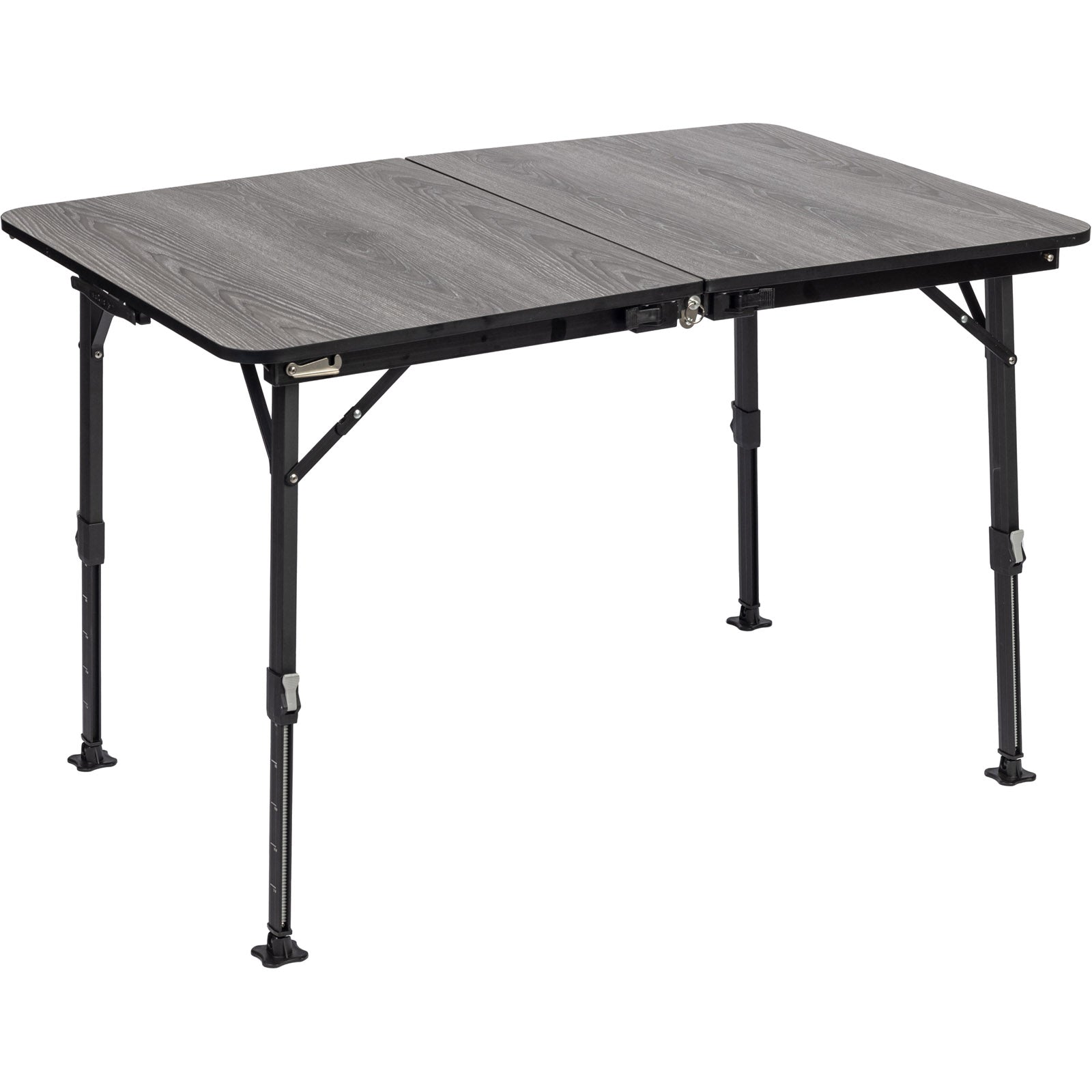 BRUNNER Campingtisch Klapptisch Elutop Extension Höhenverstellbar Holz Optik