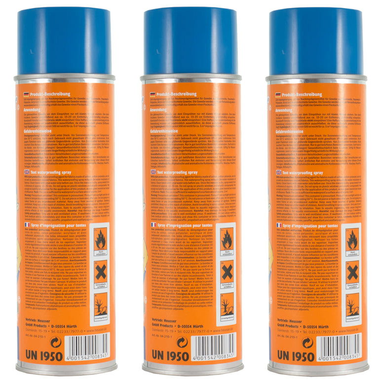 OUTDOOR 3 x waterproofing spray tent waterproofer textile sealant tarpaulin awning
